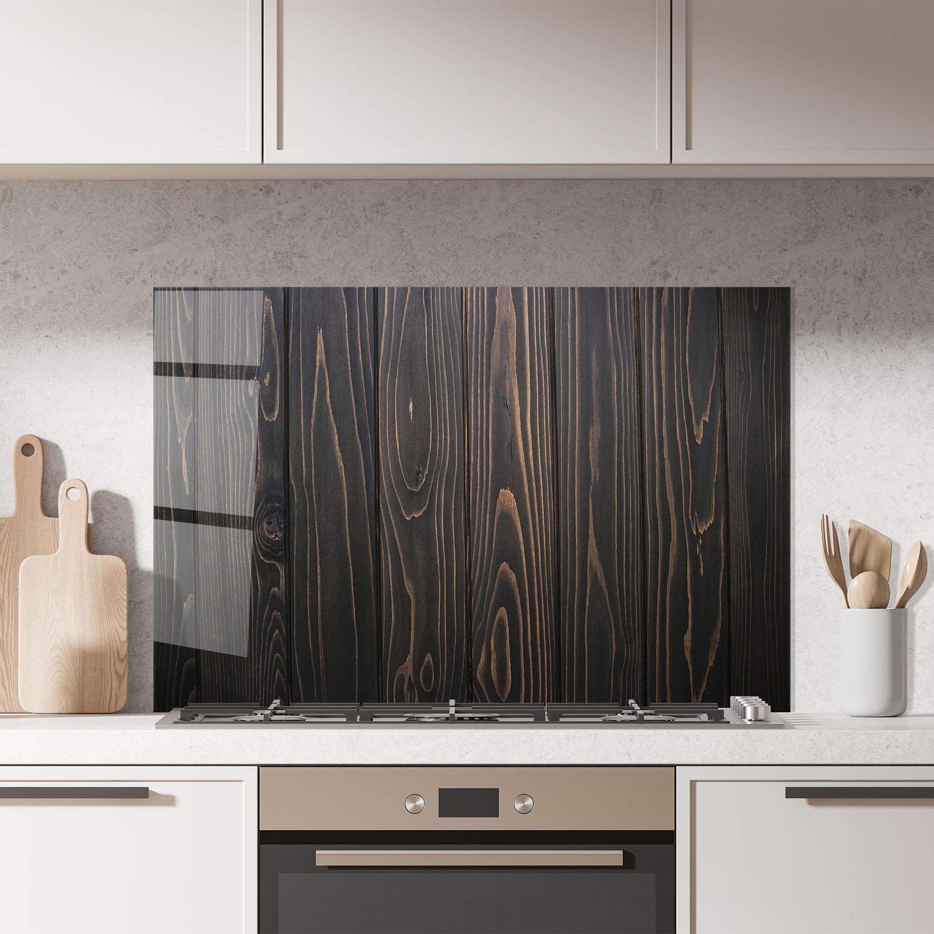 Küchenrückwand Glas Retro Wood Efect mockup 7