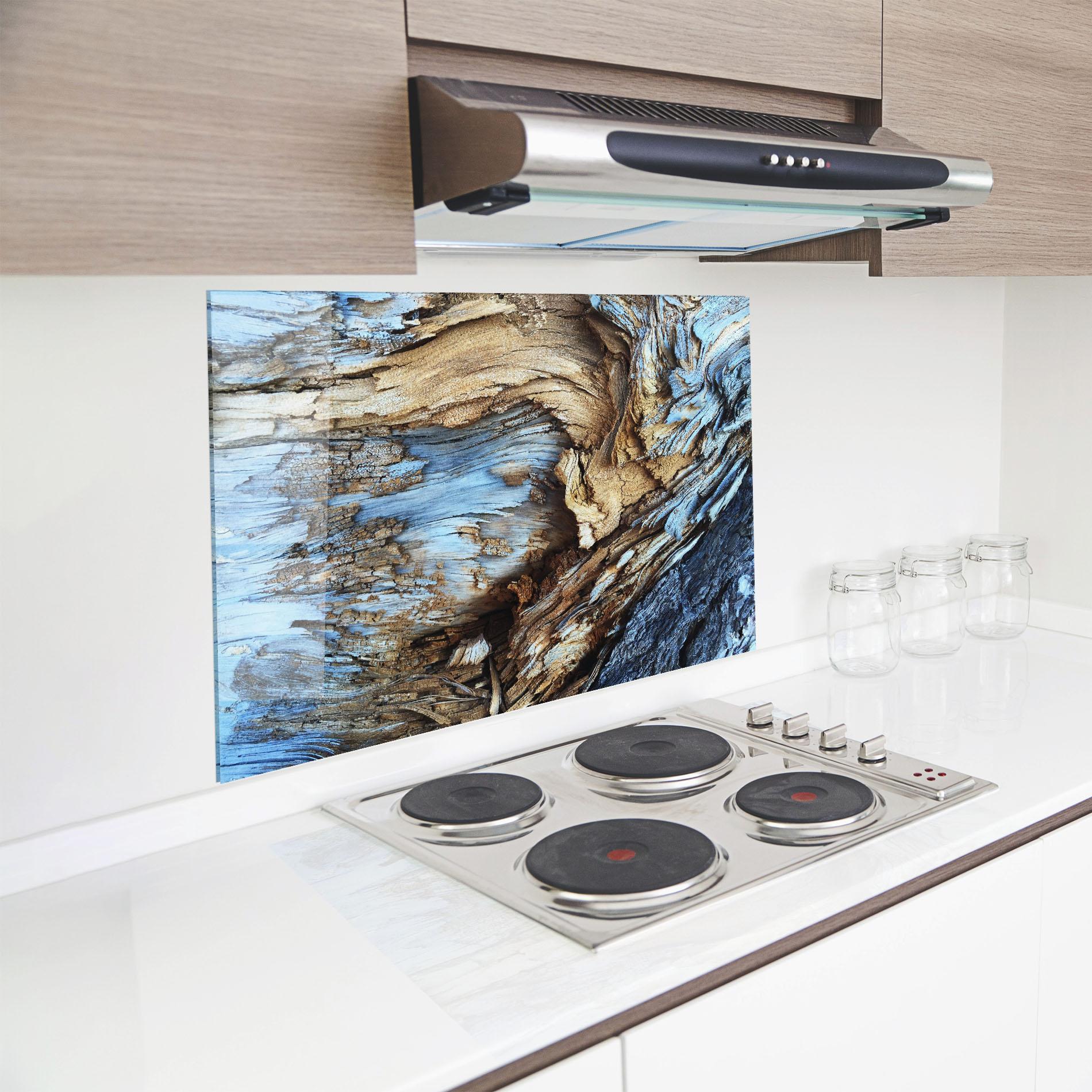 Küchenrückwand Glas Abstract Wood Texture mockup 8