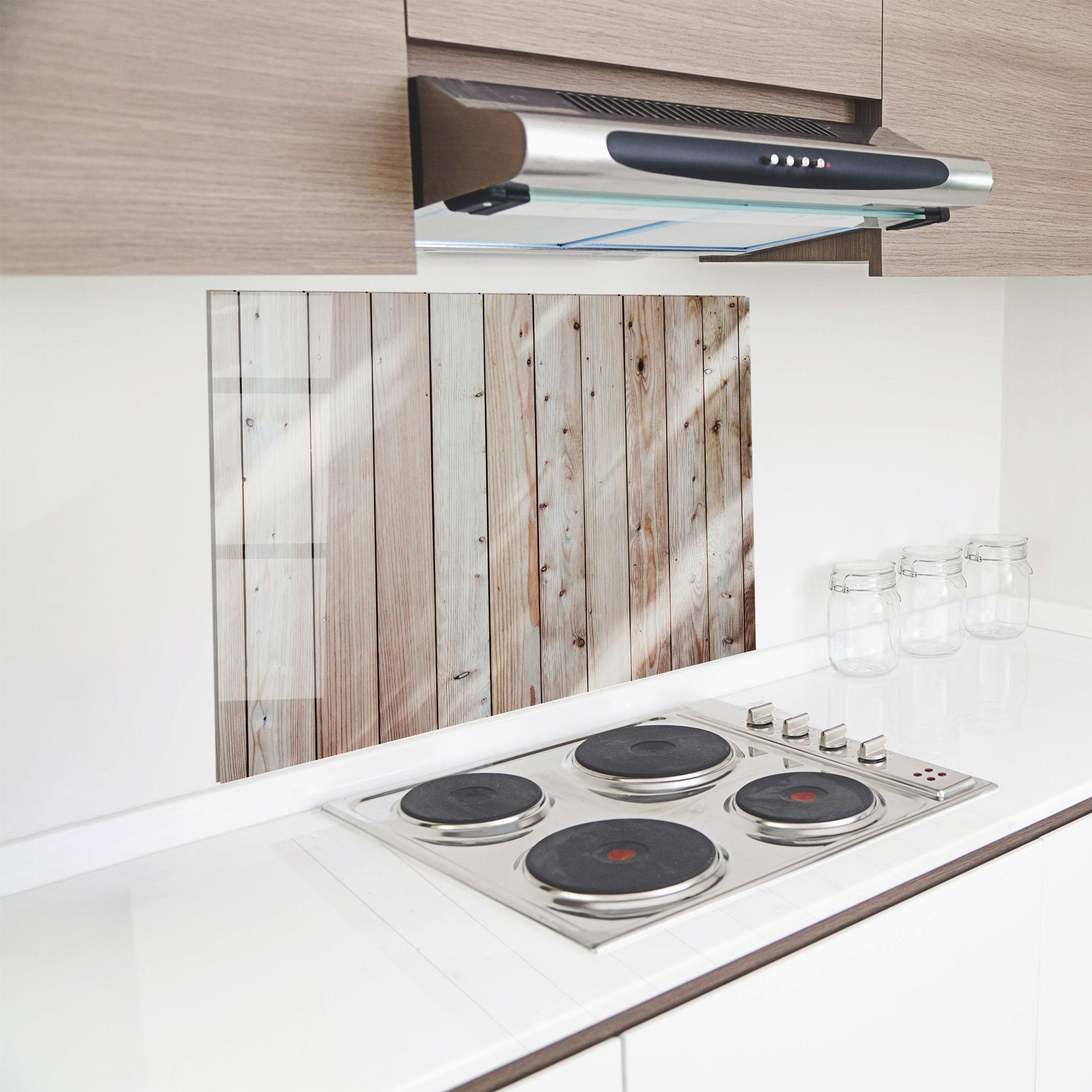 Küchenrückwand Glas Bright Wood Surface mockup 8