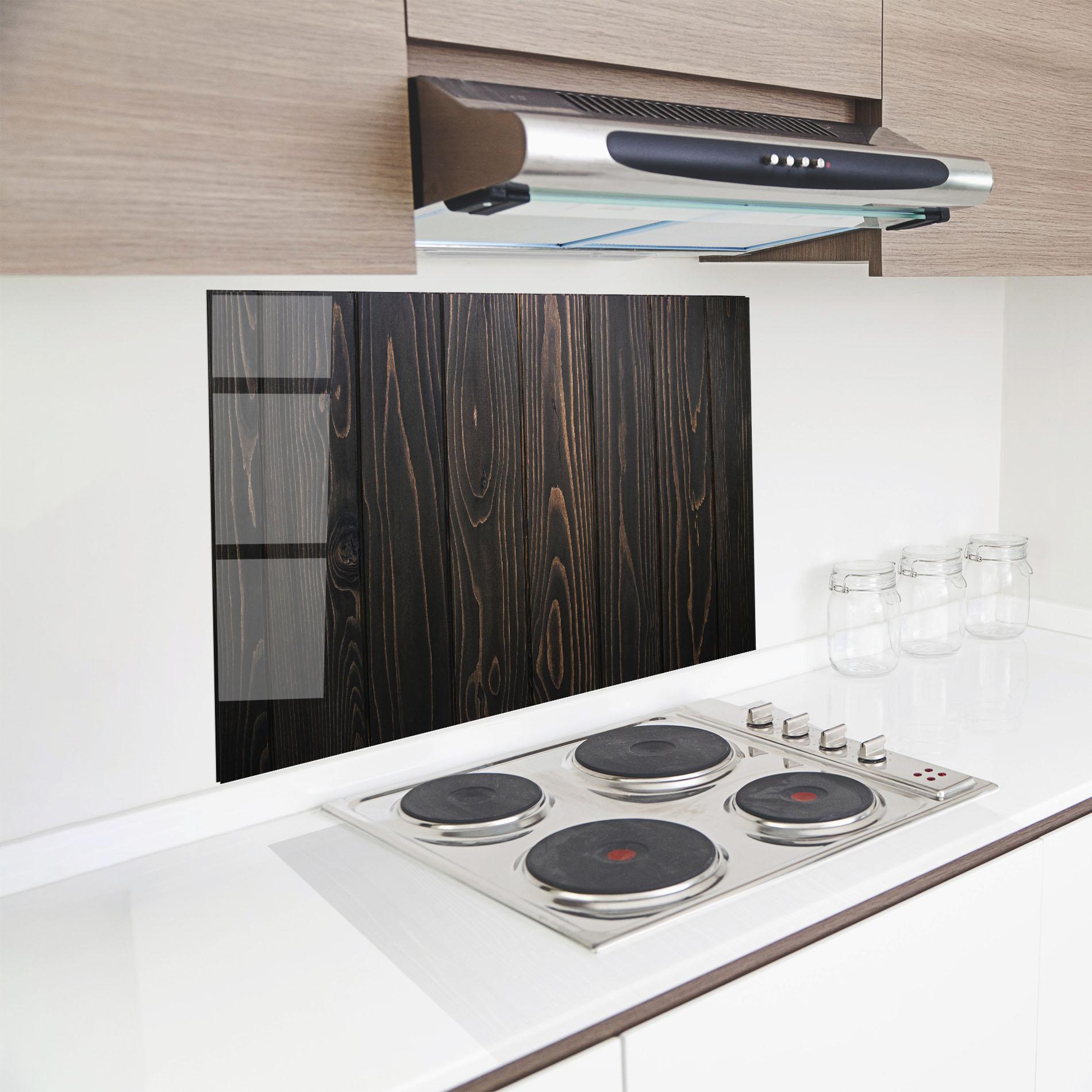 Küchenrückwand Glas Retro Wood Efect mockup 8
