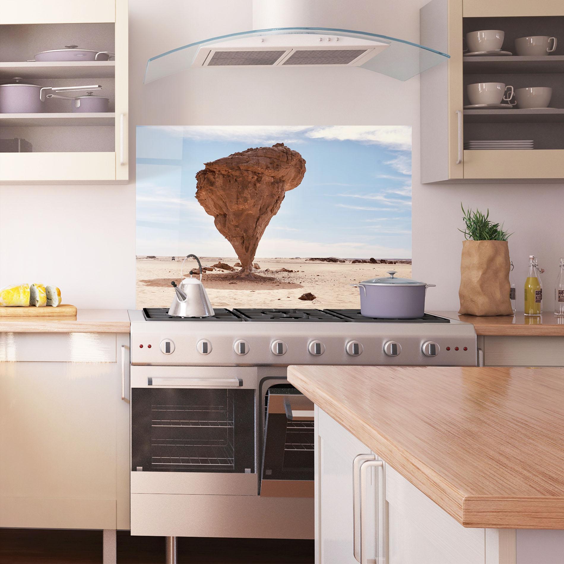 Küchenrückwand Glas Stone In Desert mockup 1