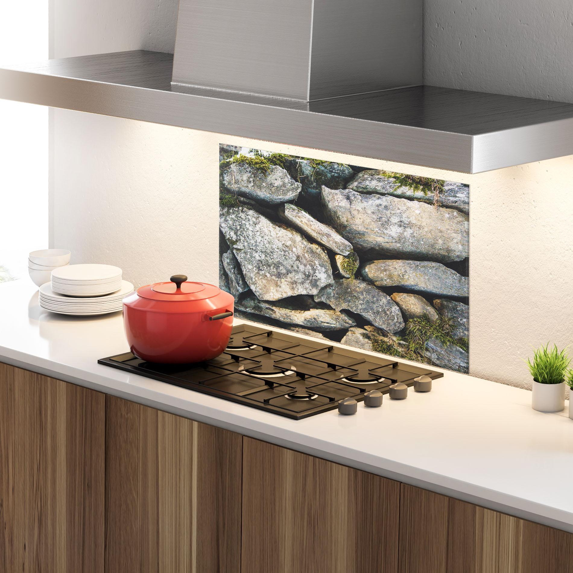 Küchenrückwand Glas Stone In Nature mockup 4