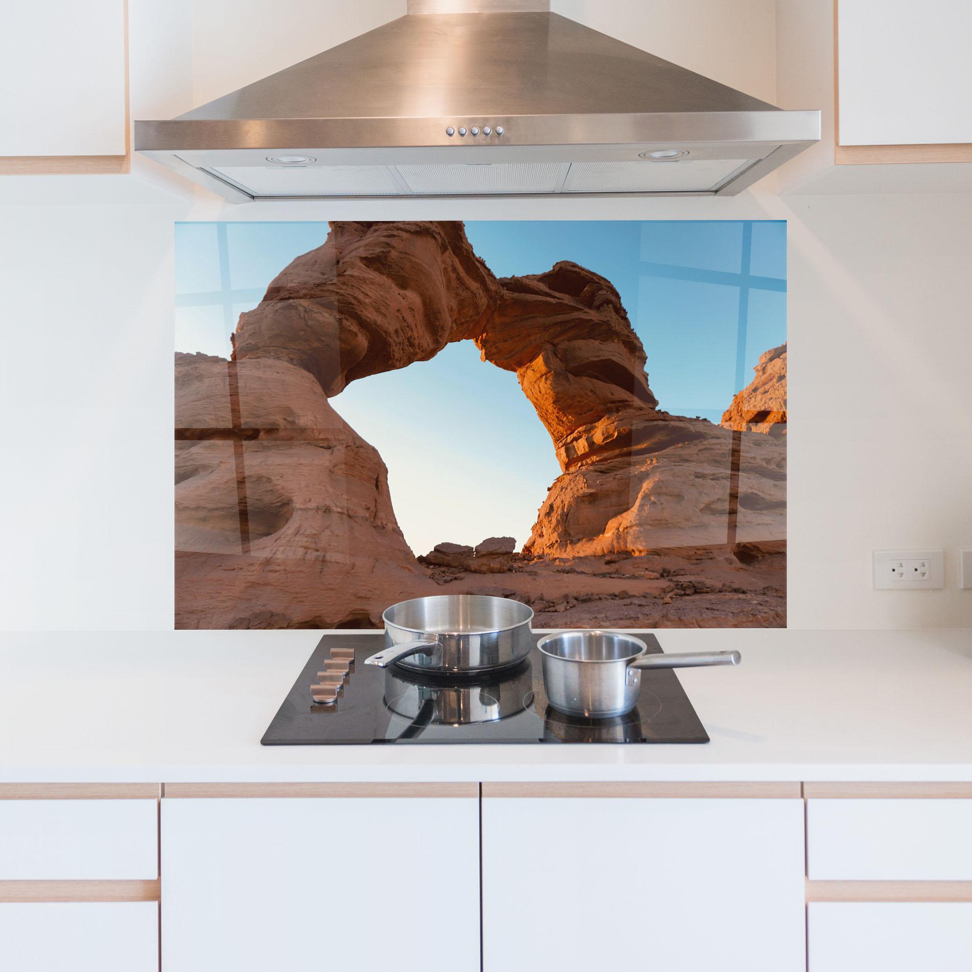 Küchenrückwand Glas Arcade In Desert mockup 5