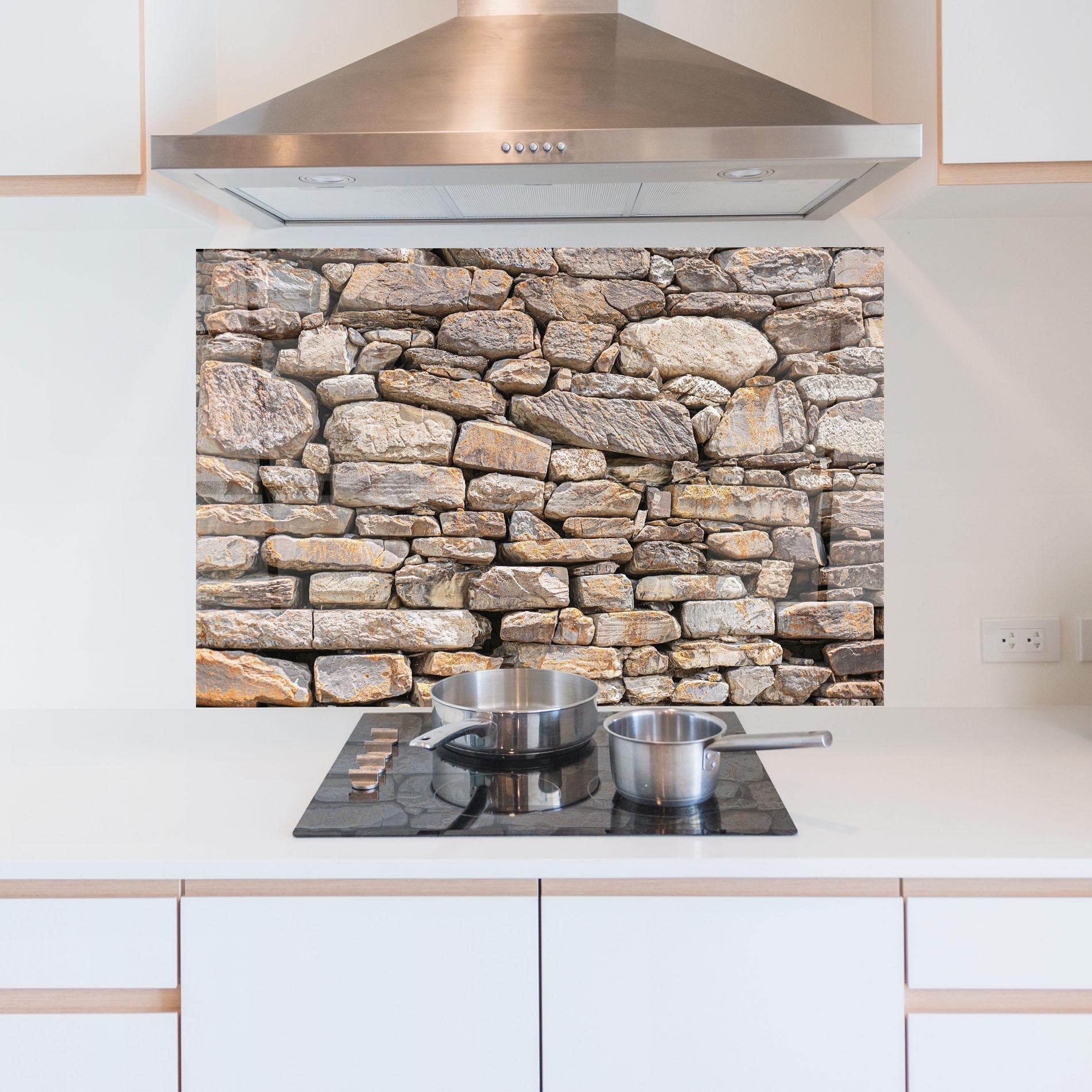 Küchenrückwand Glas Rough Stones mockup 5