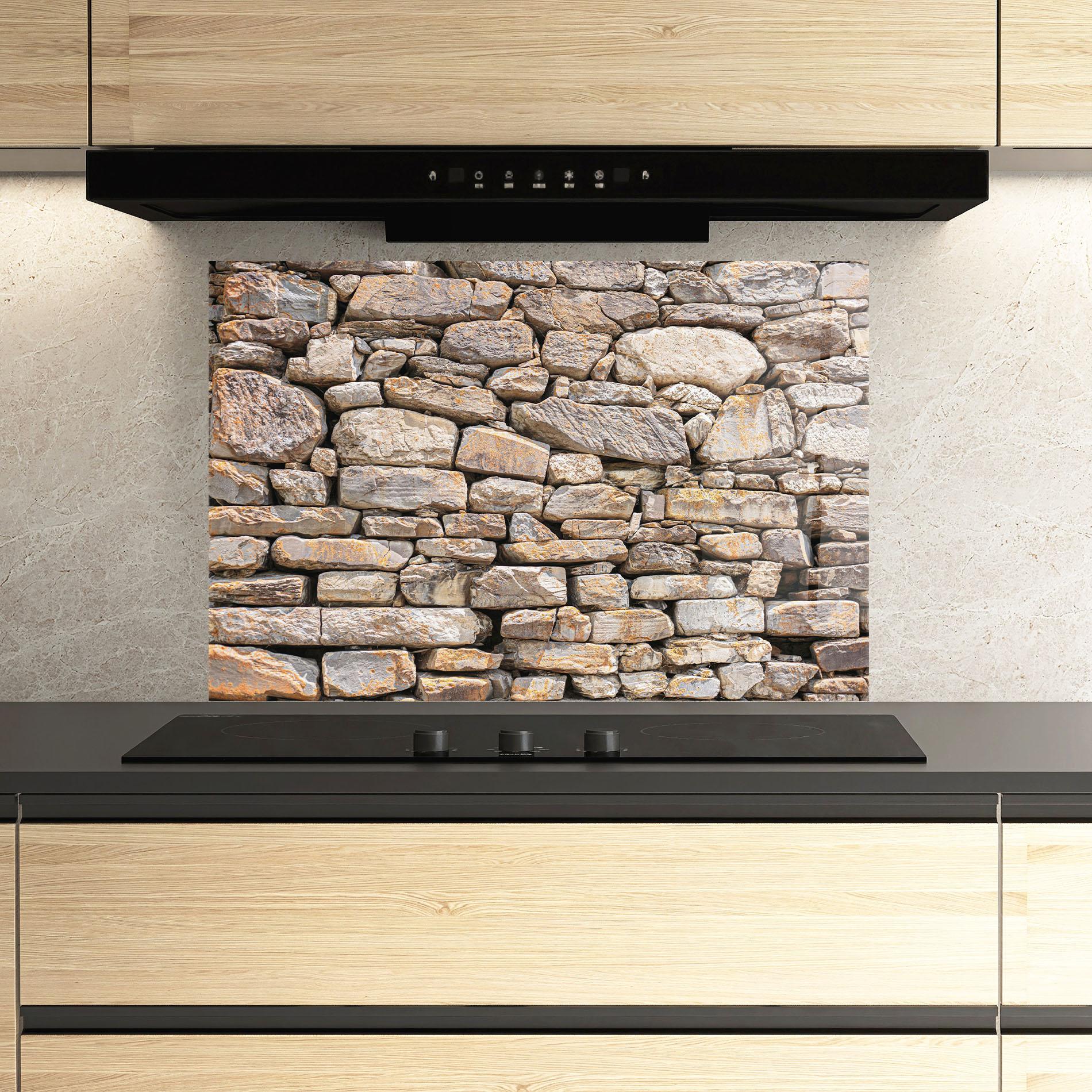 Küchenrückwand Glas Rough Stones mockup 3
