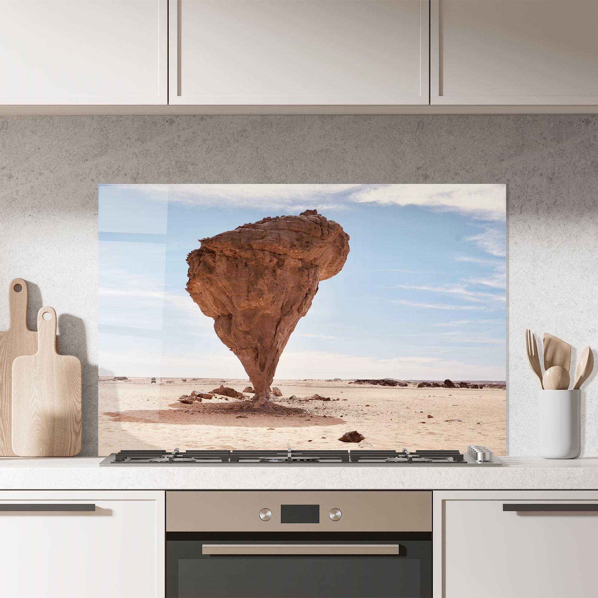 Küchenrückwand Glas Stone In Desert mockup 7
