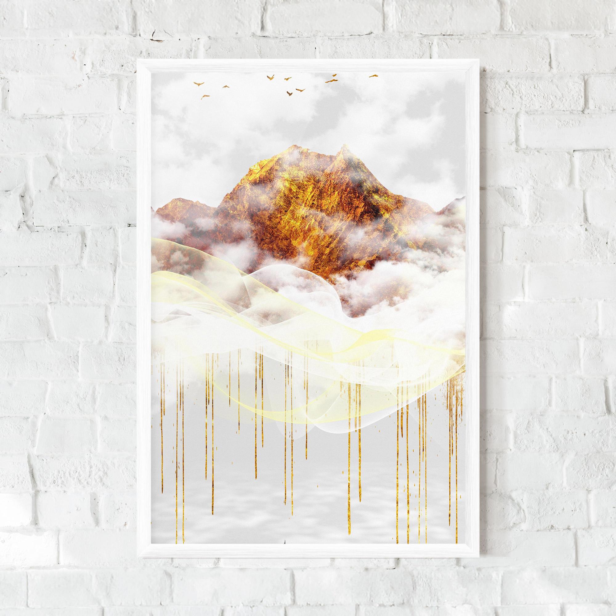 Gerahmte Poster Abstract Golden Landscape 3 mockup 0