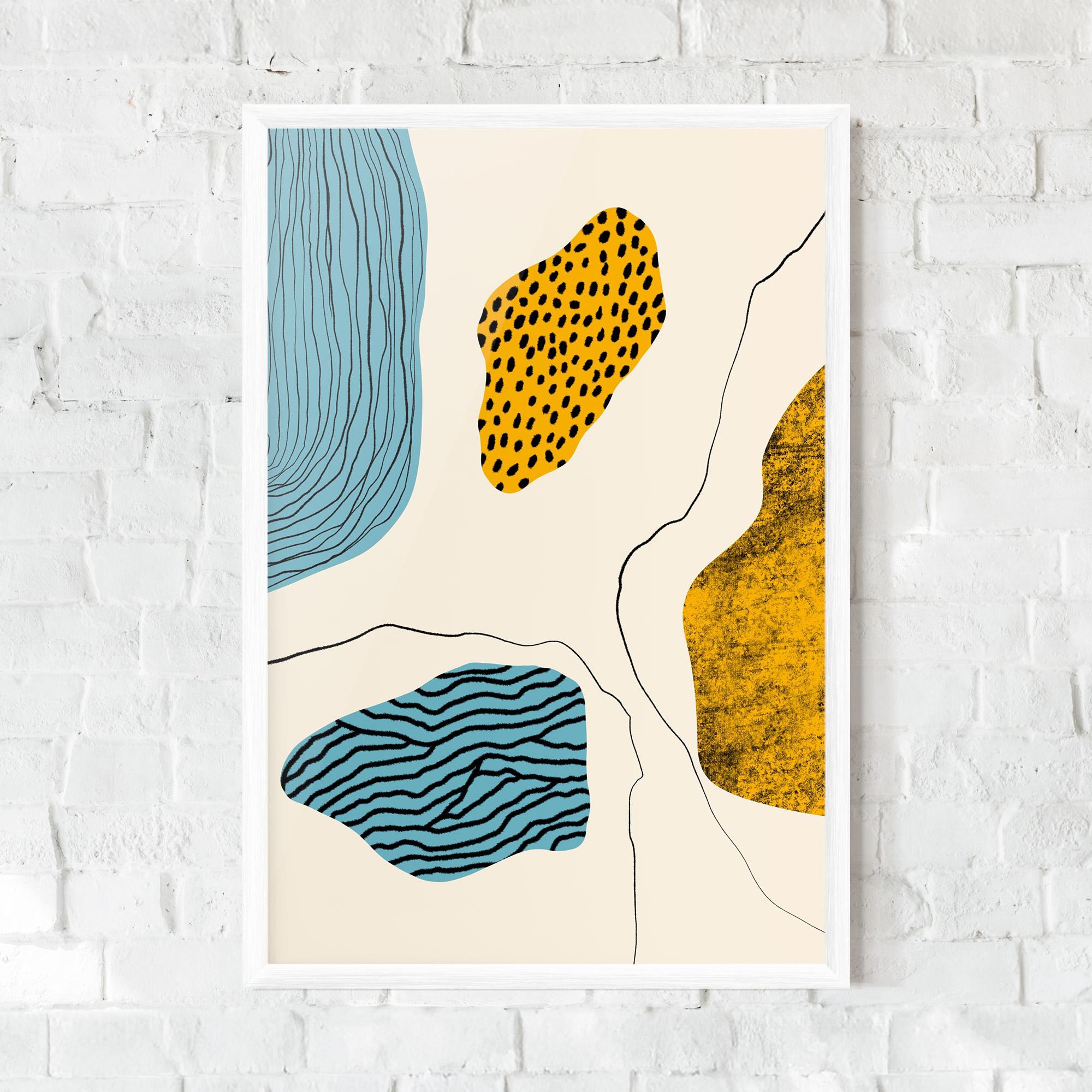 Gerahmte Poster Abstract Lines On Blue mockup 0