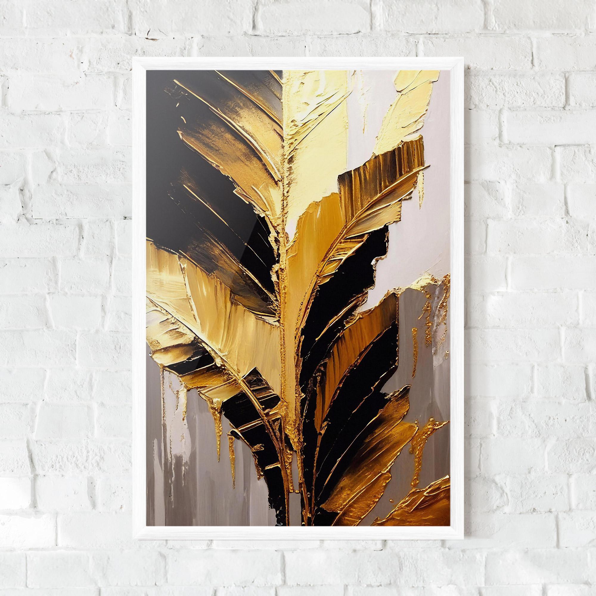 Gerahmte Poster Balck With Gold Leafs mockup 0
