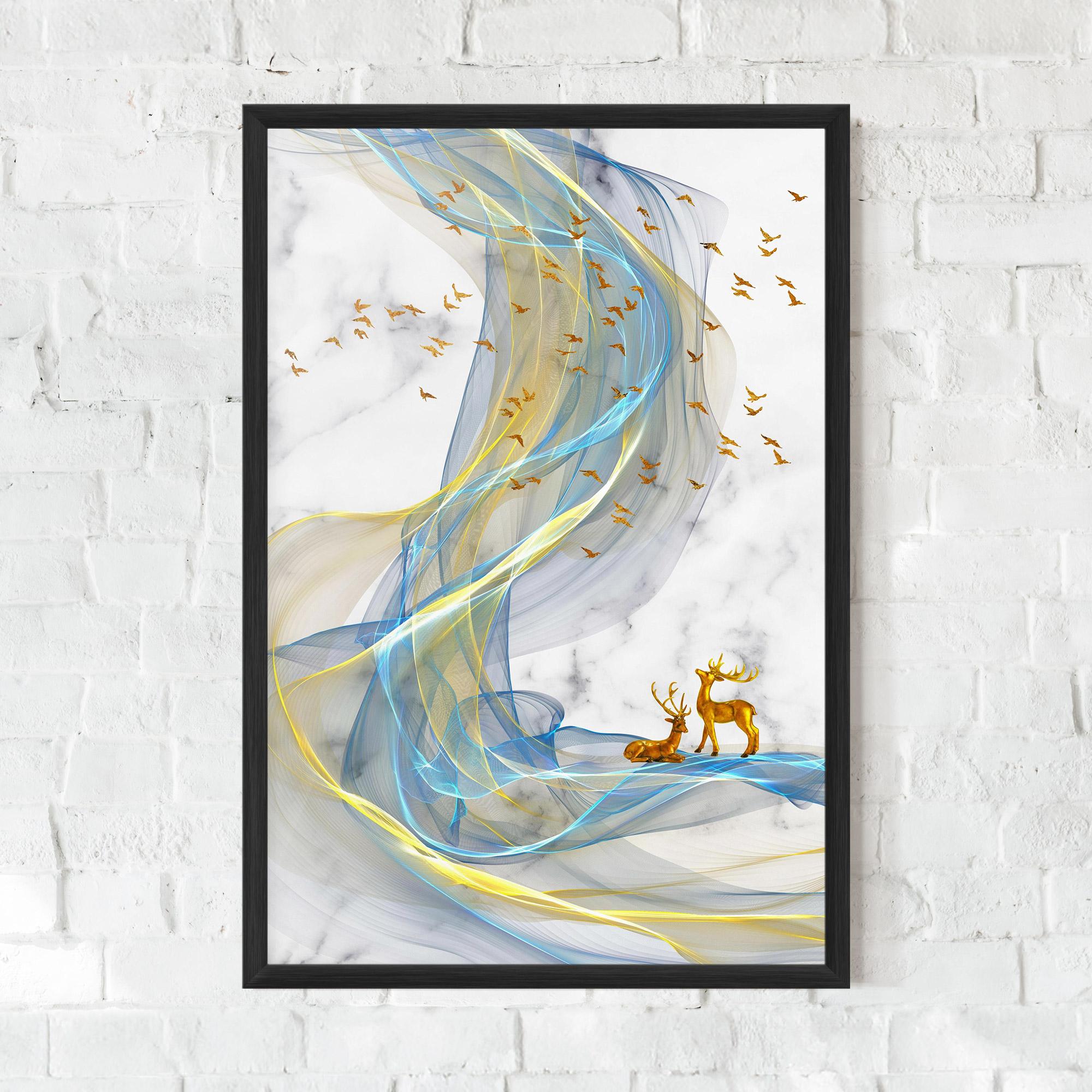 Gerahmte Poster Abstract Golden Landscape 2 mockup 0