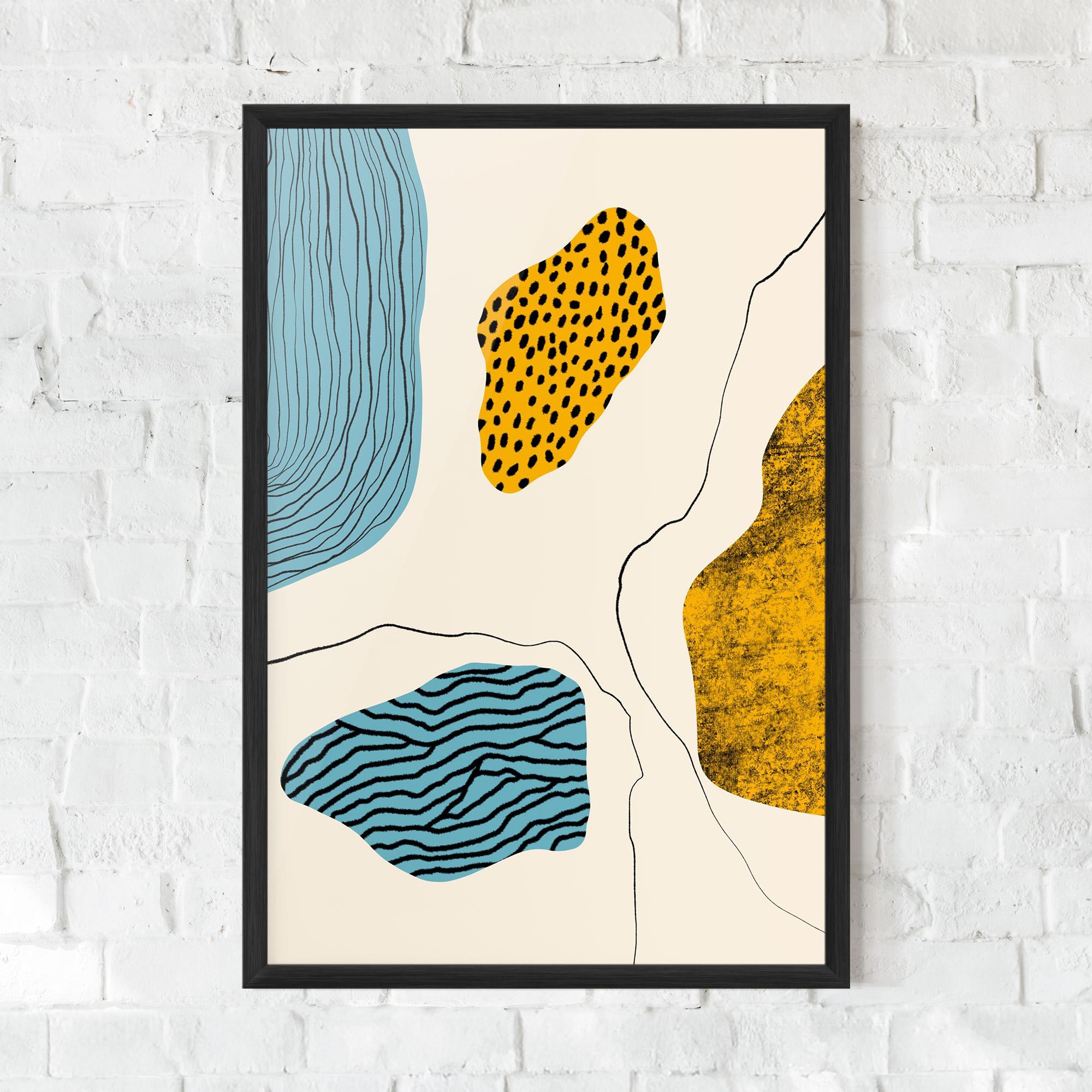 Gerahmte Poster Abstract Lines On Blue mockup 0