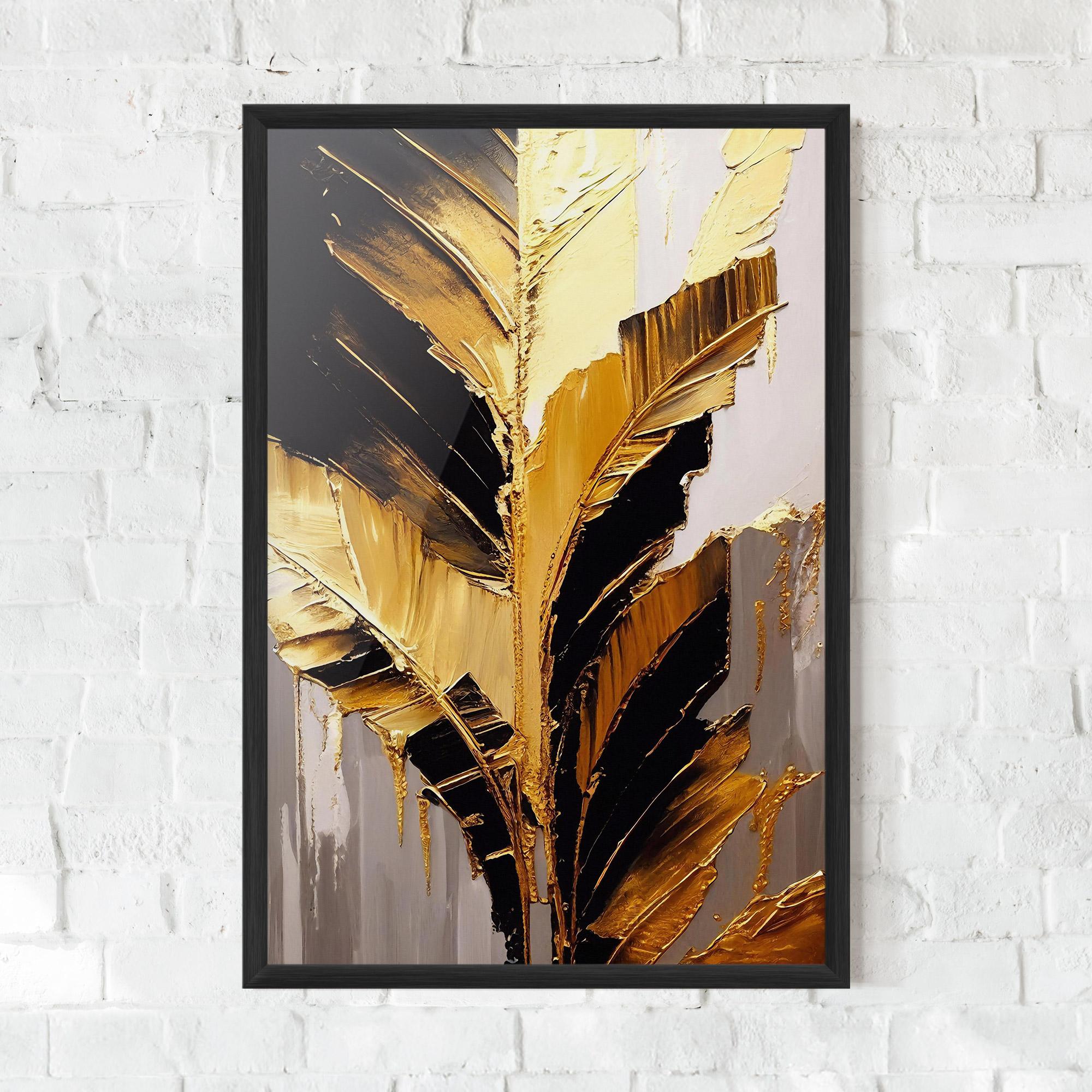 Gerahmte Poster Balck With Gold Leafs mockup 0