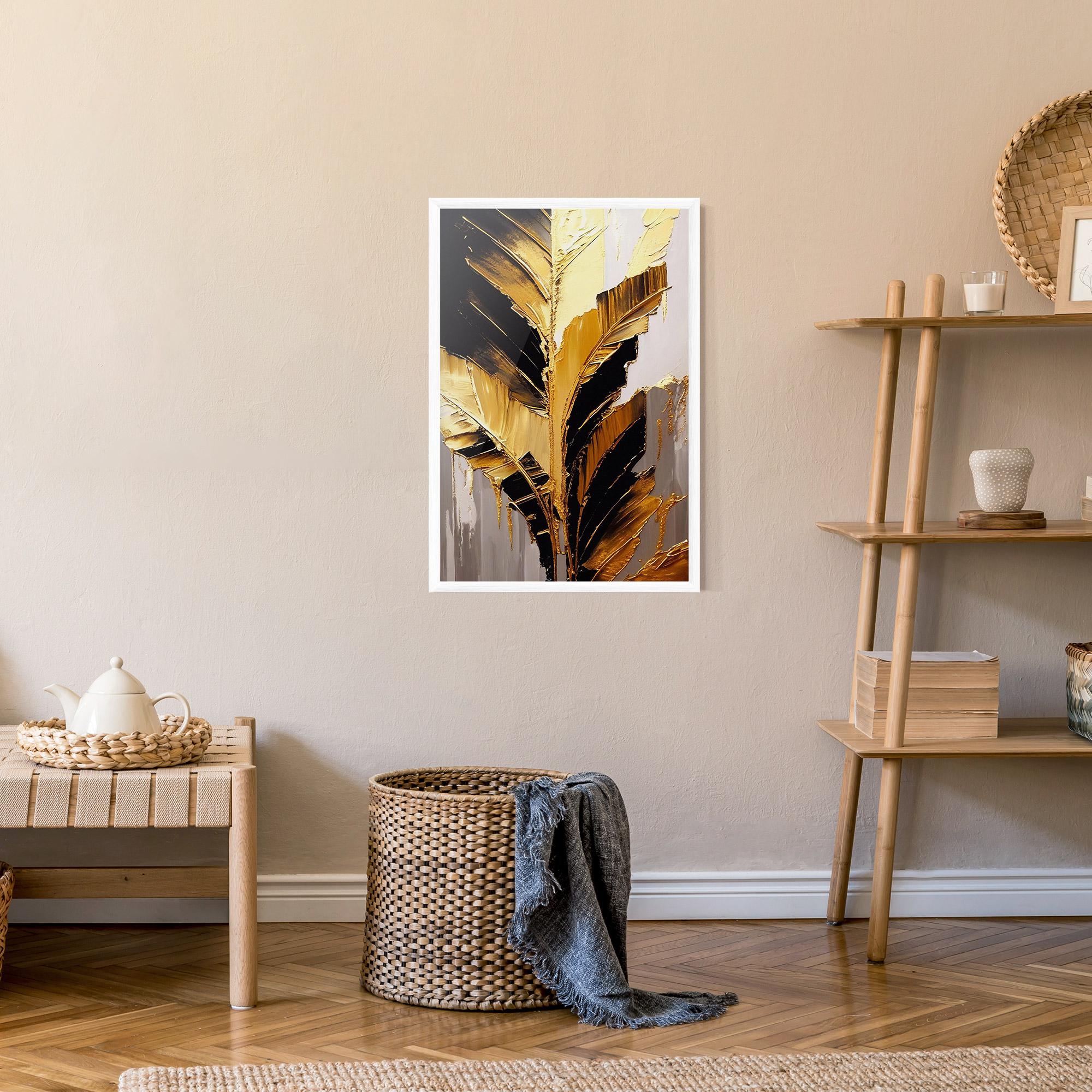 Gerahmte Poster Balck With Gold Leafs mockup 9