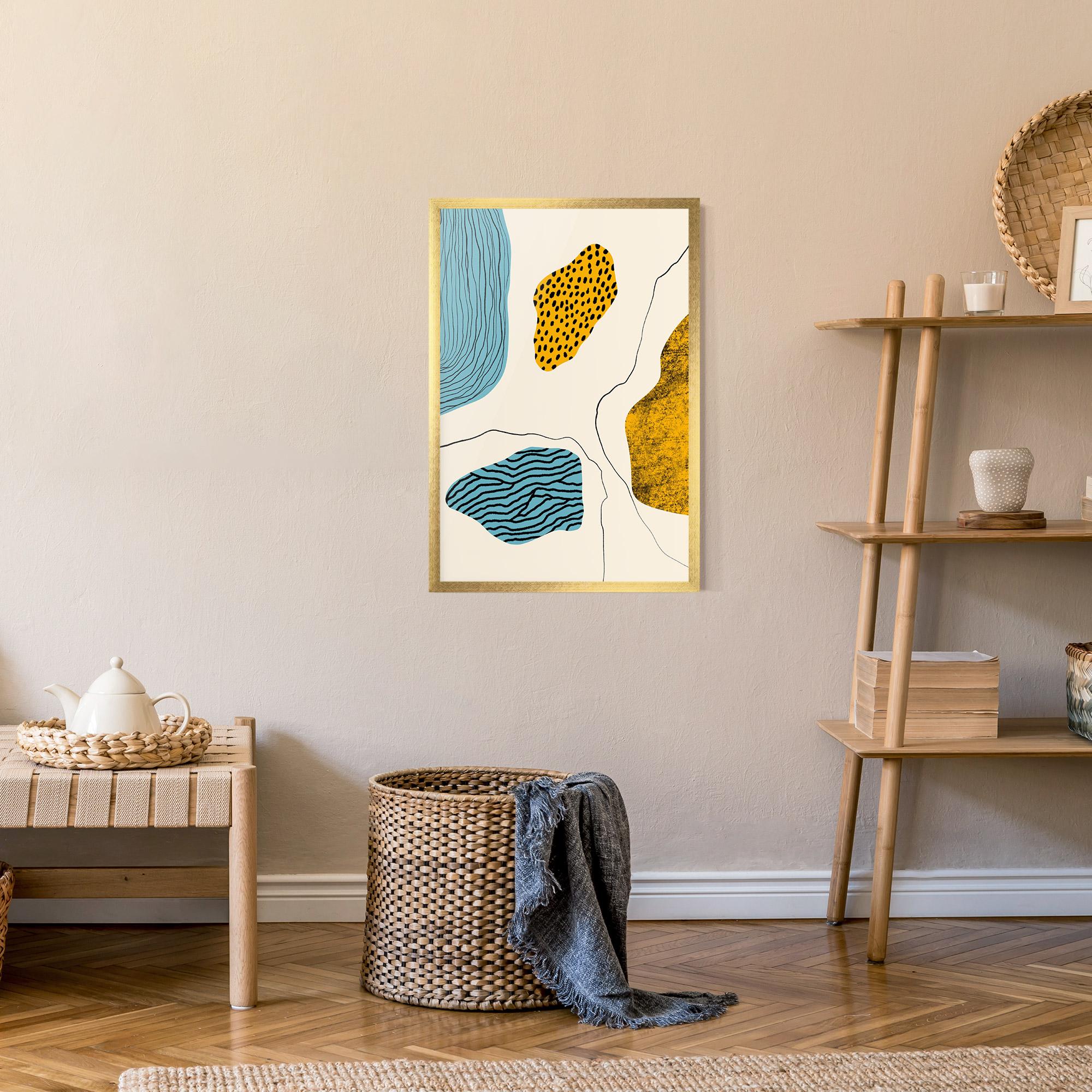 Gerahmte Poster Abstract Lines On Blue mockup 9