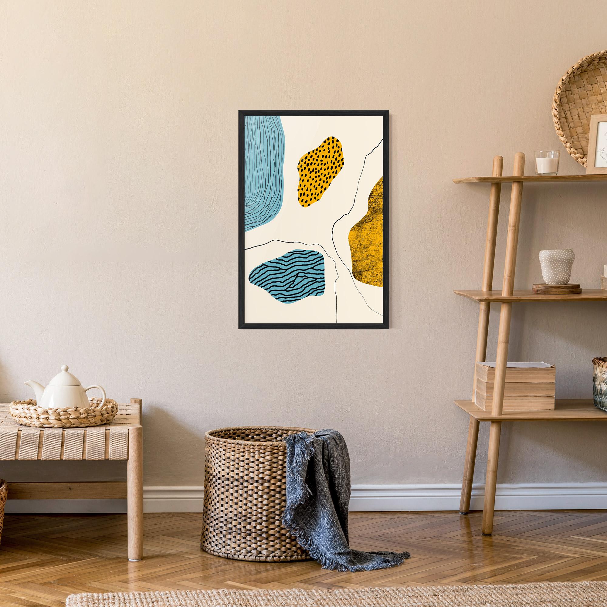 Gerahmte Poster Abstract Lines On Blue mockup 9