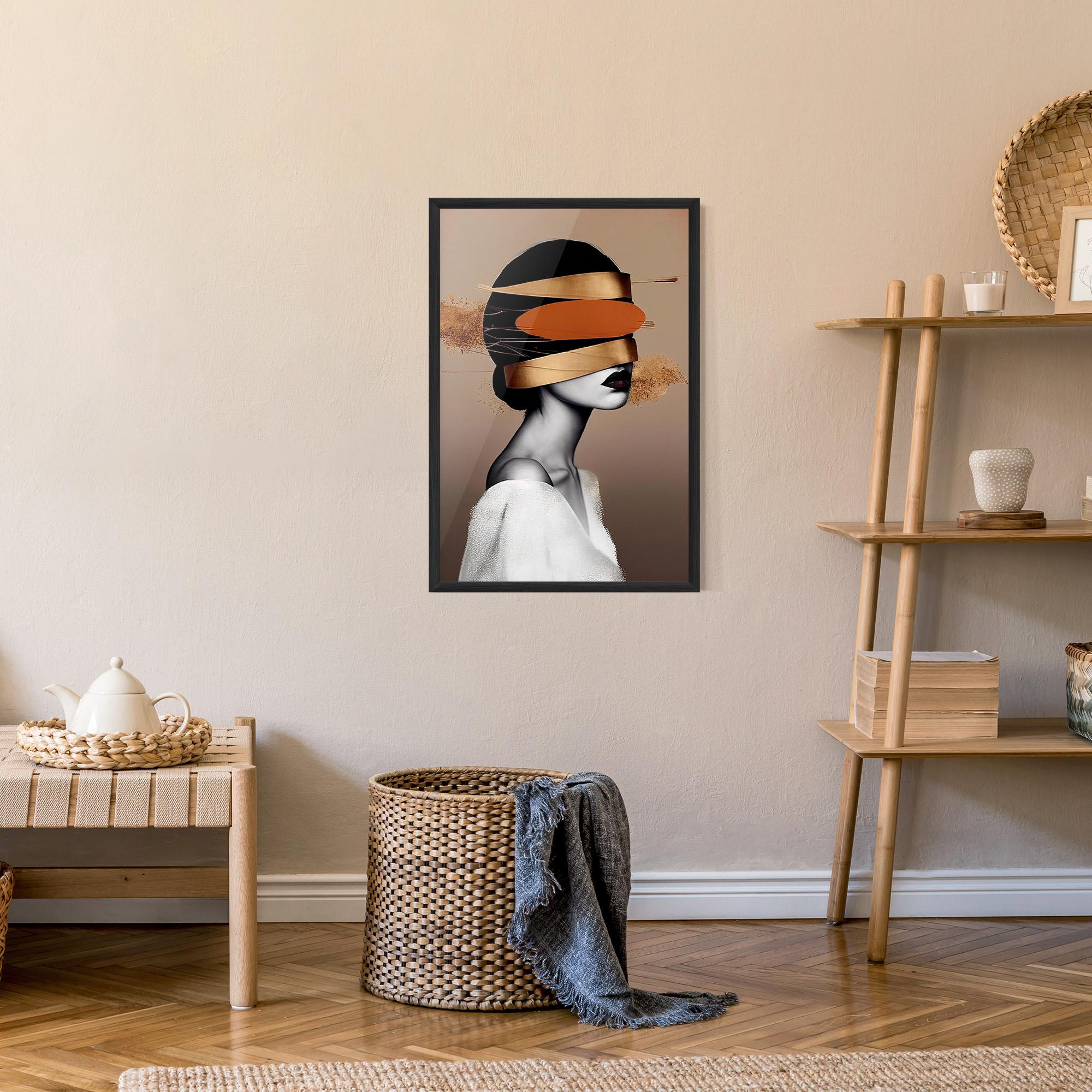 Gerahmte Poster Woman With Gold Lines mockup 9