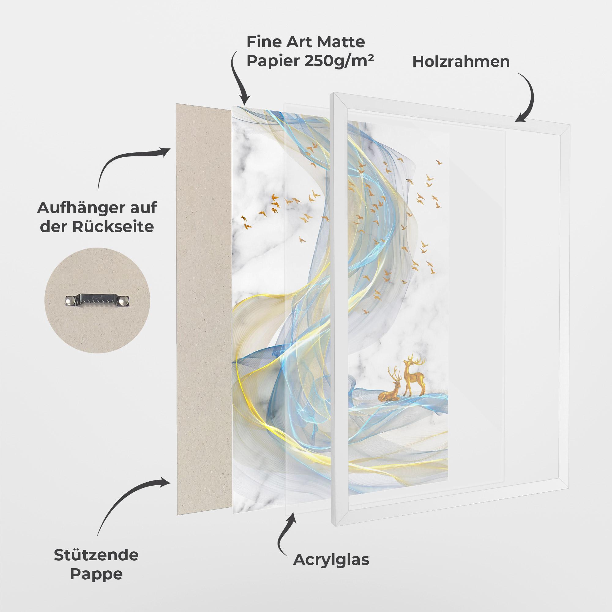 Gerahmte Poster Abstract Golden Landscape 2 mockup 1