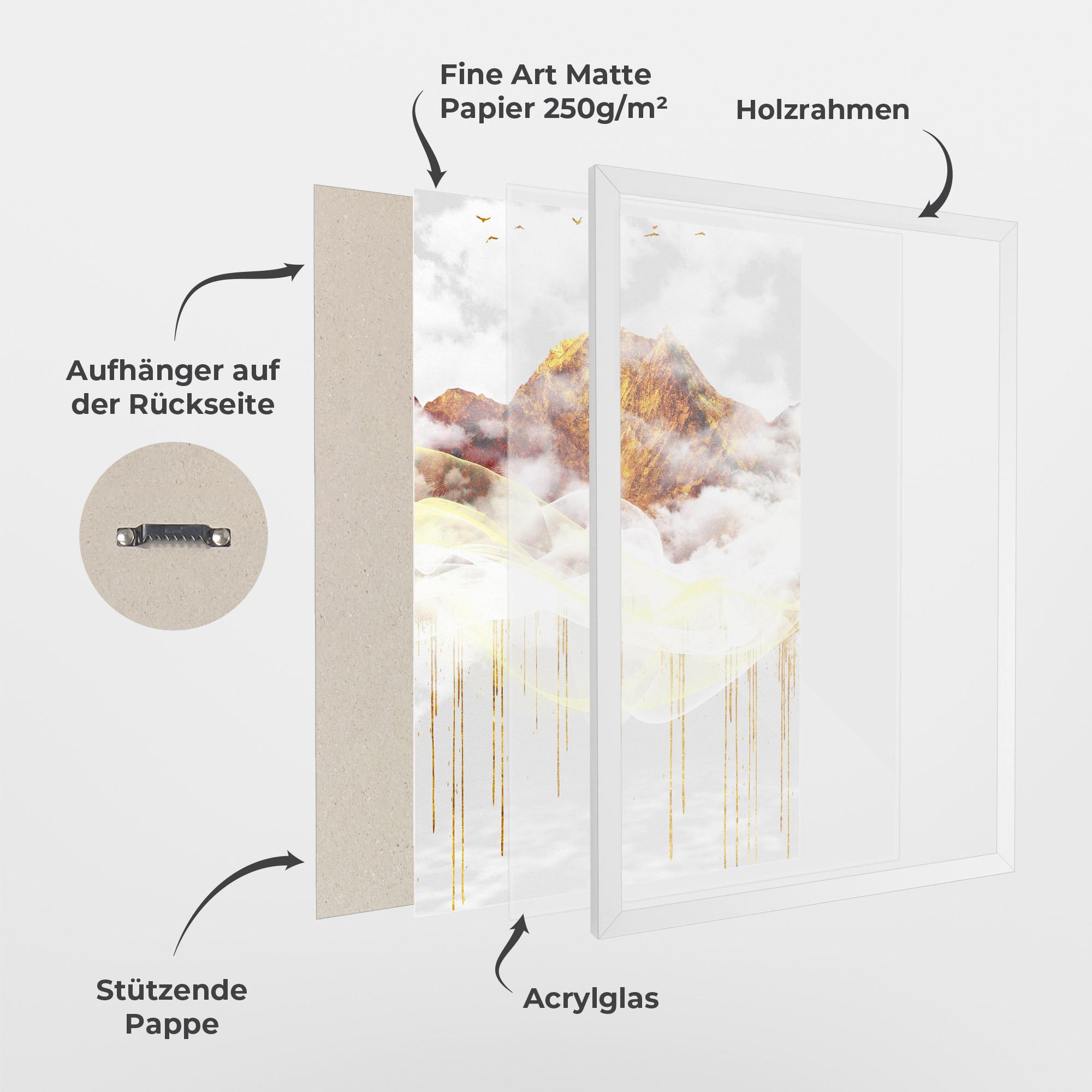 Gerahmte Poster Abstract Golden Landscape 3 mockup 1