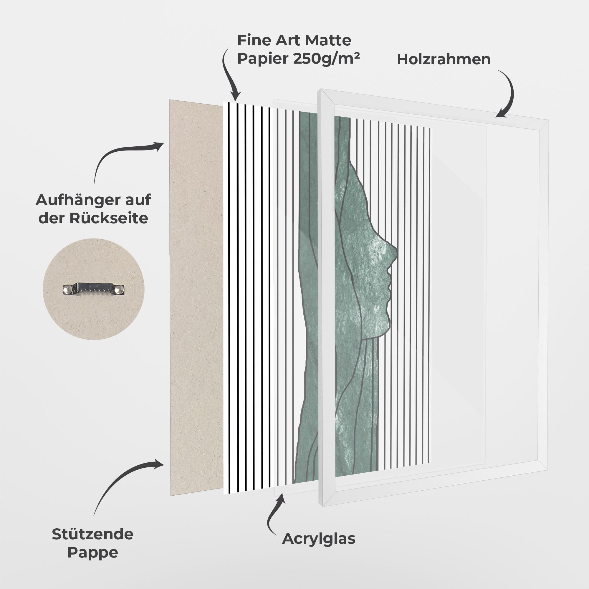 Gerahmte Poster Abstract Green Face mockup 1