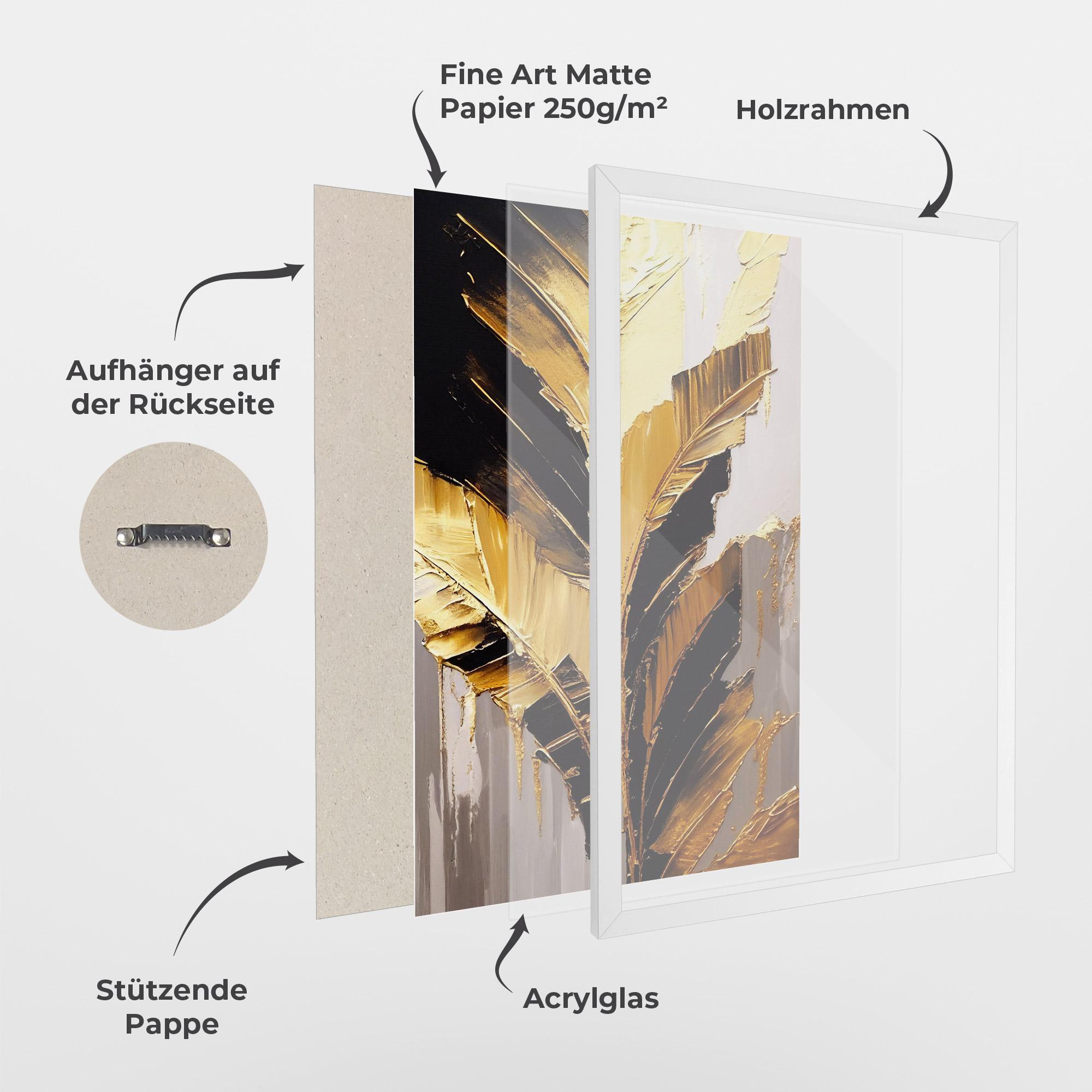 Gerahmte Poster Balck With Gold Leafs mockup 1