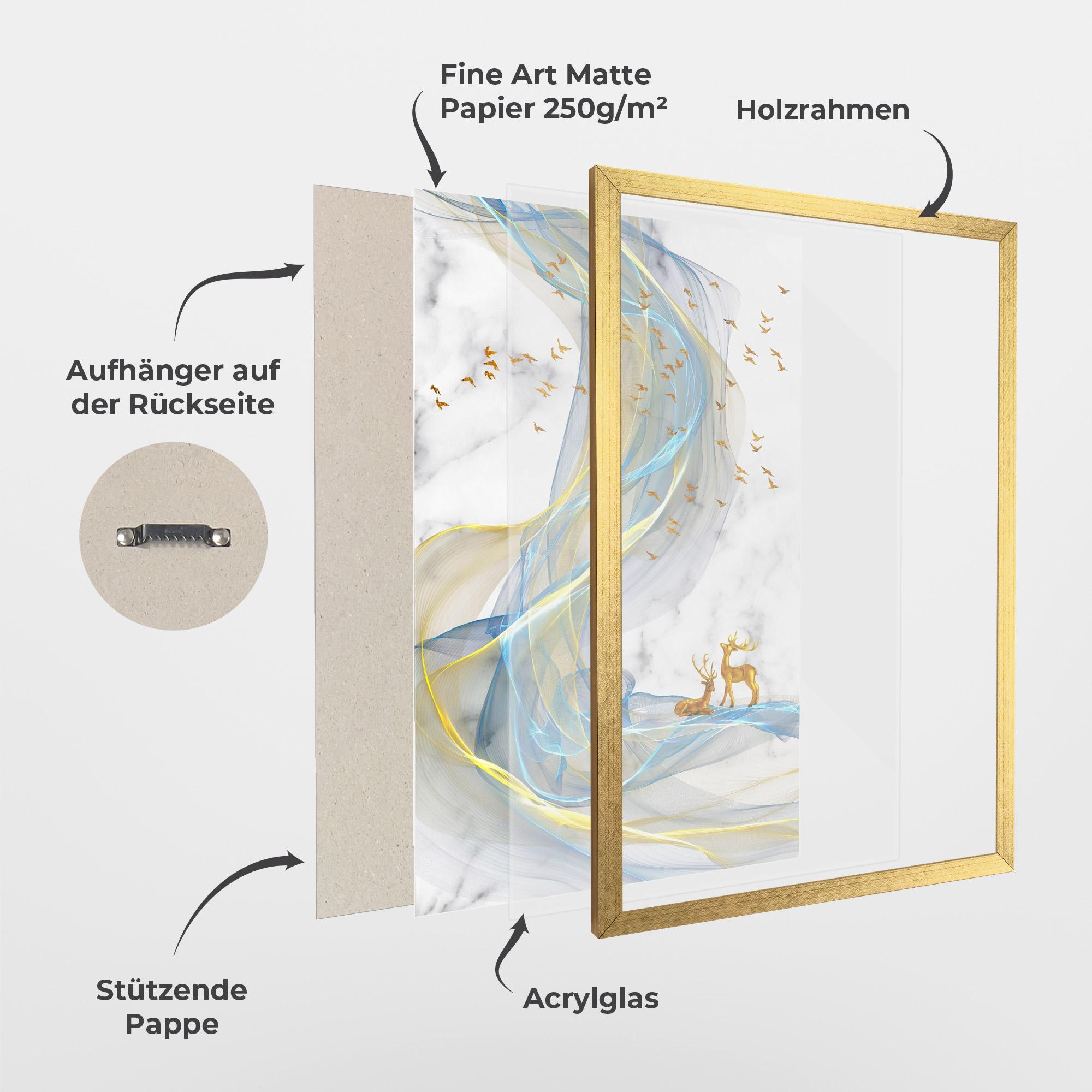 Gerahmte Poster Abstract Golden Landscape 2 mockup 1