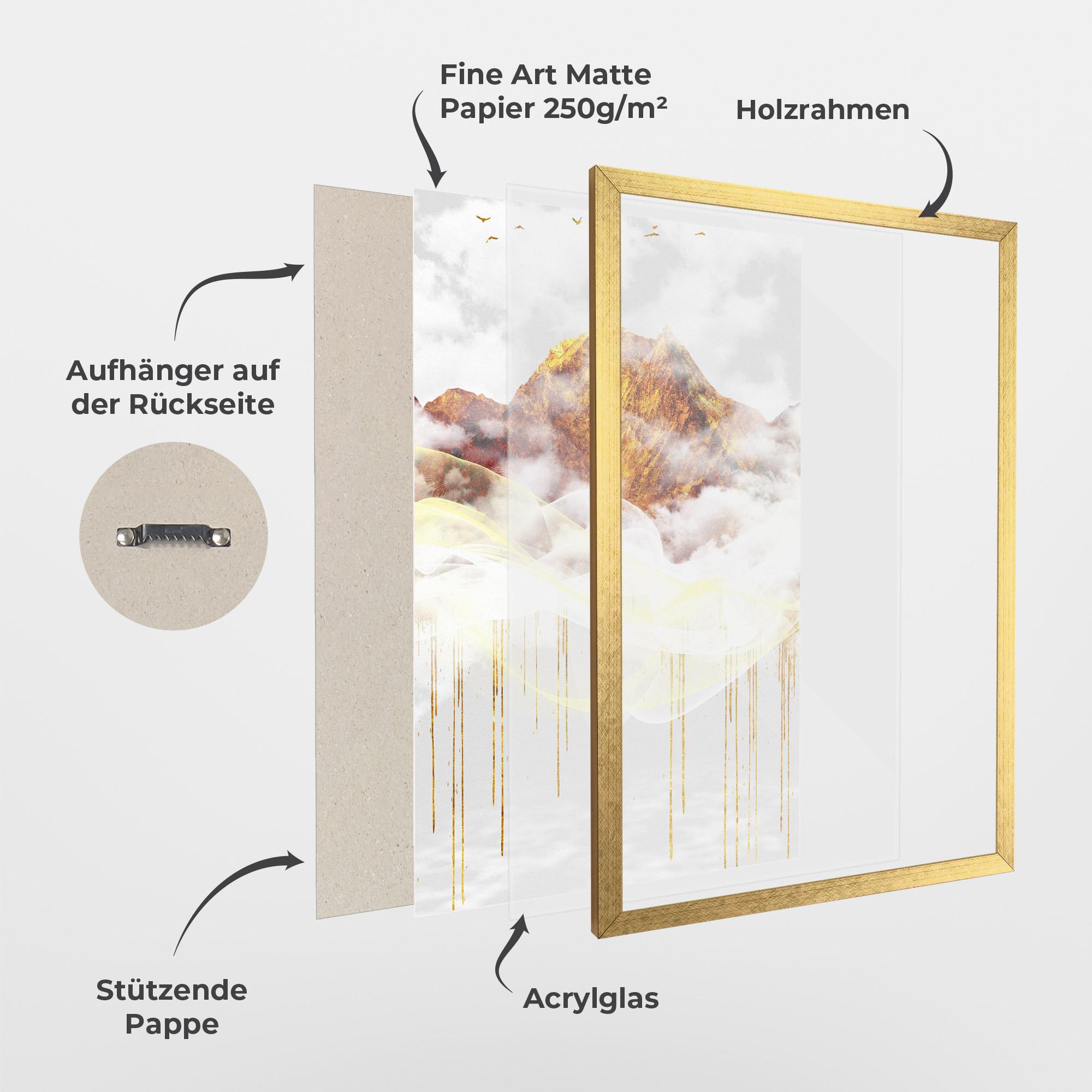 Gerahmte Poster Abstract Golden Landscape 3 mockup 1