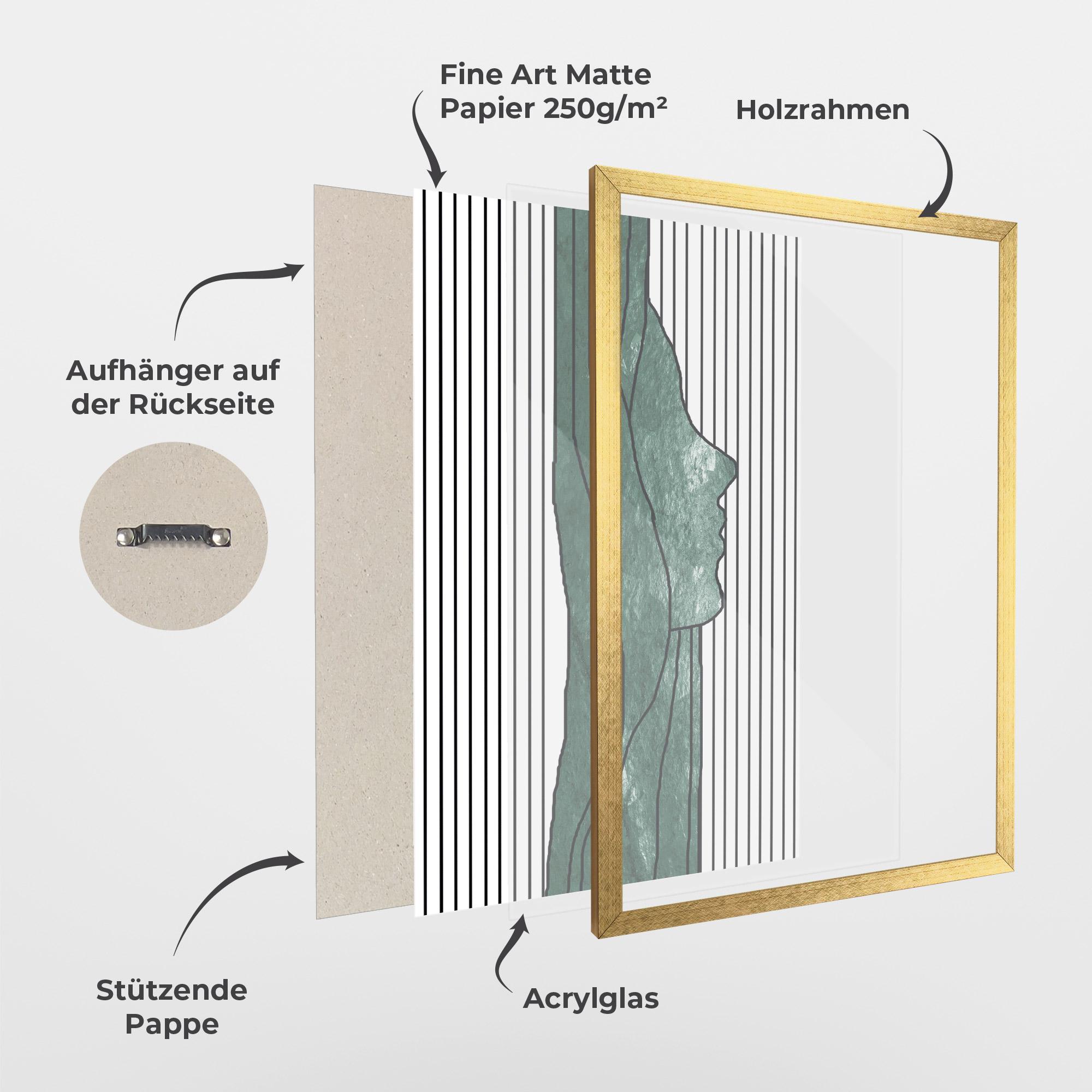 Gerahmte Poster Abstract Green Face mockup 1
