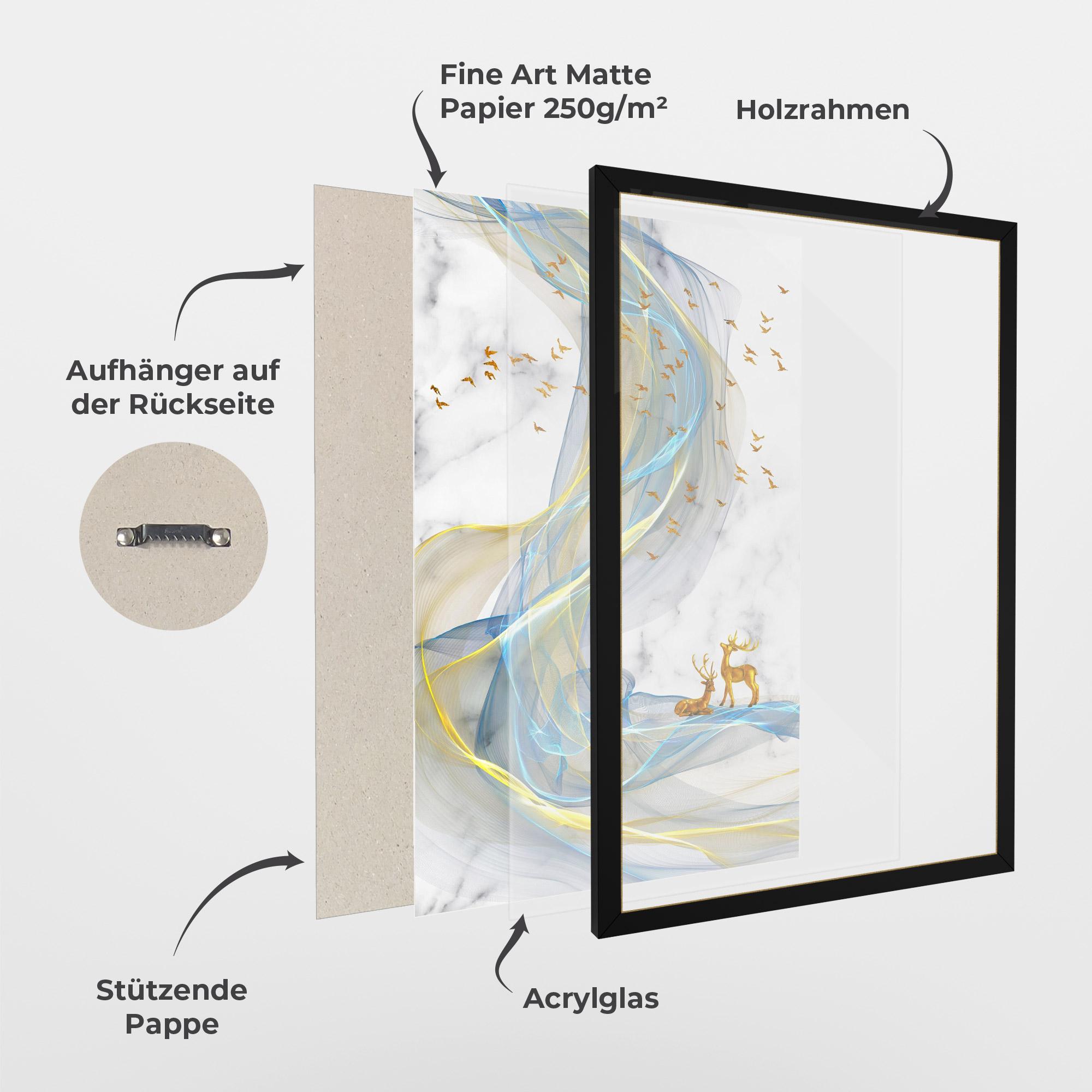 Gerahmte Poster Abstract Golden Landscape 2 mockup 1