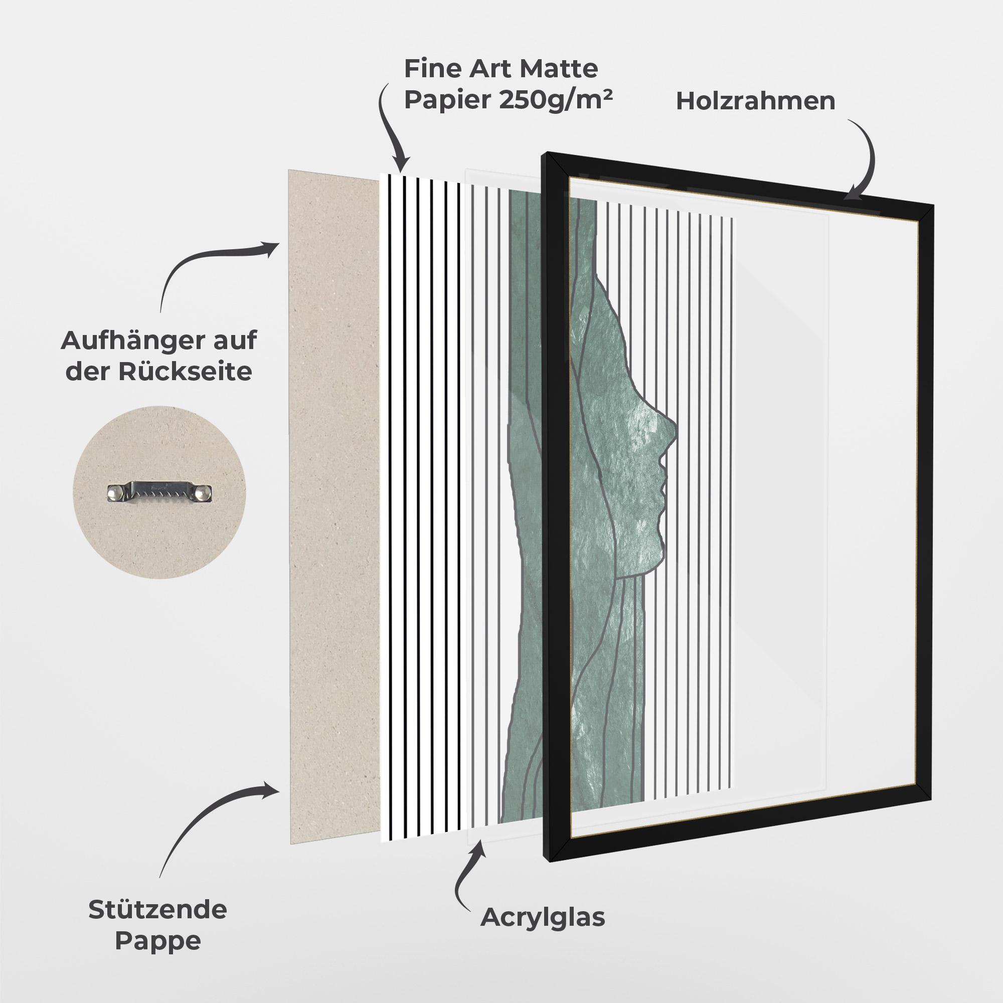 Gerahmte Poster Abstract Green Face mockup 1
