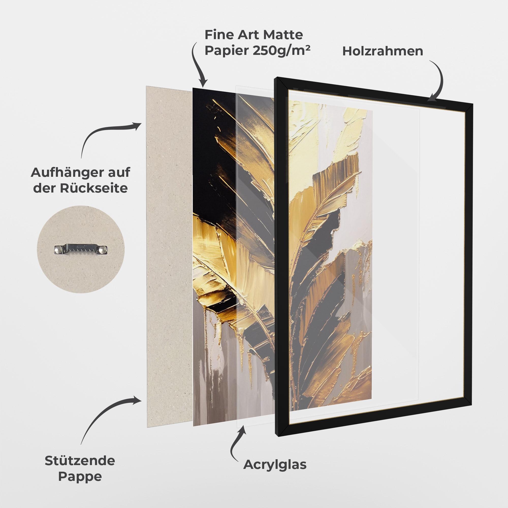 Gerahmte Poster Balck With Gold Leafs mockup 1