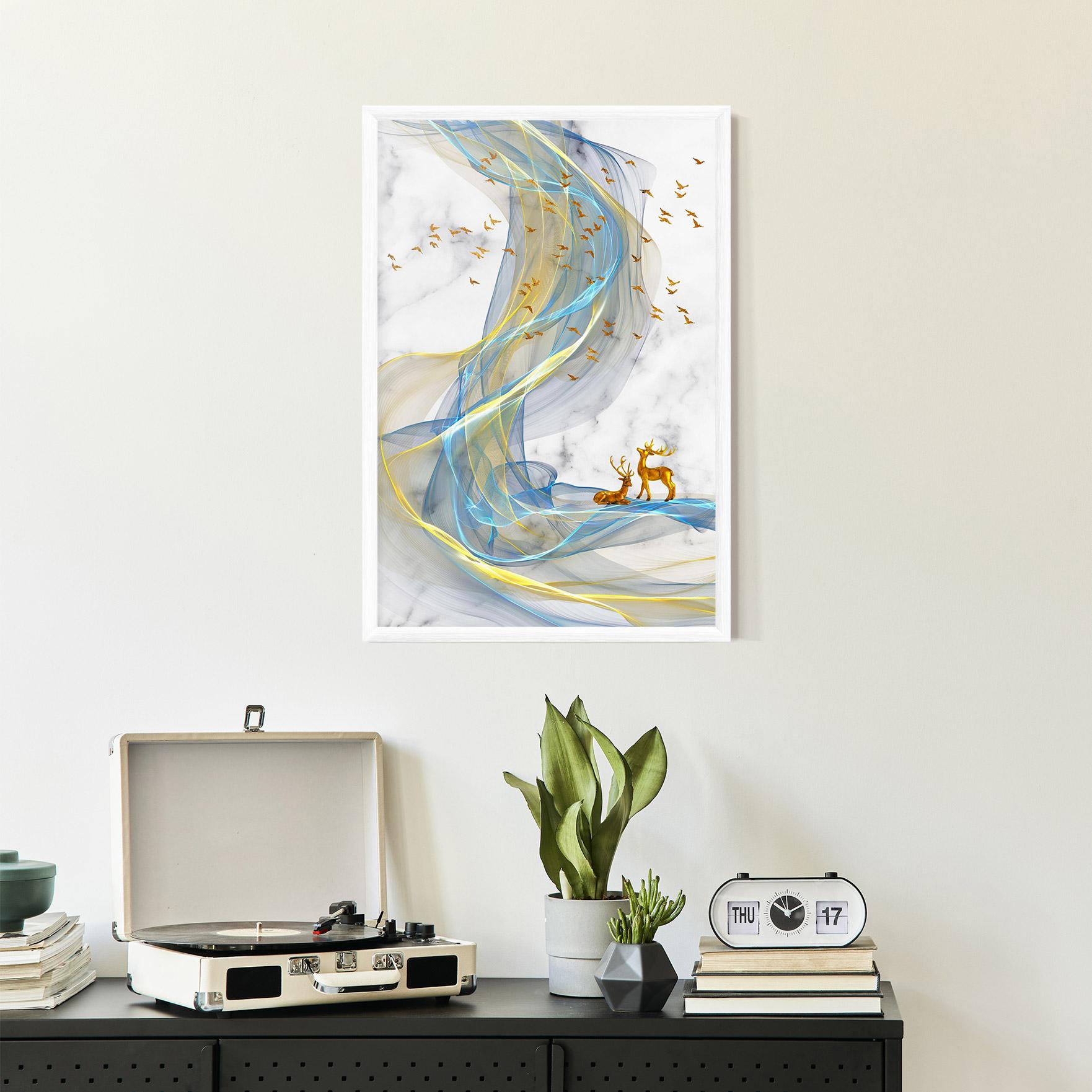 Gerahmte Poster Abstract Golden Landscape 2 mockup 2