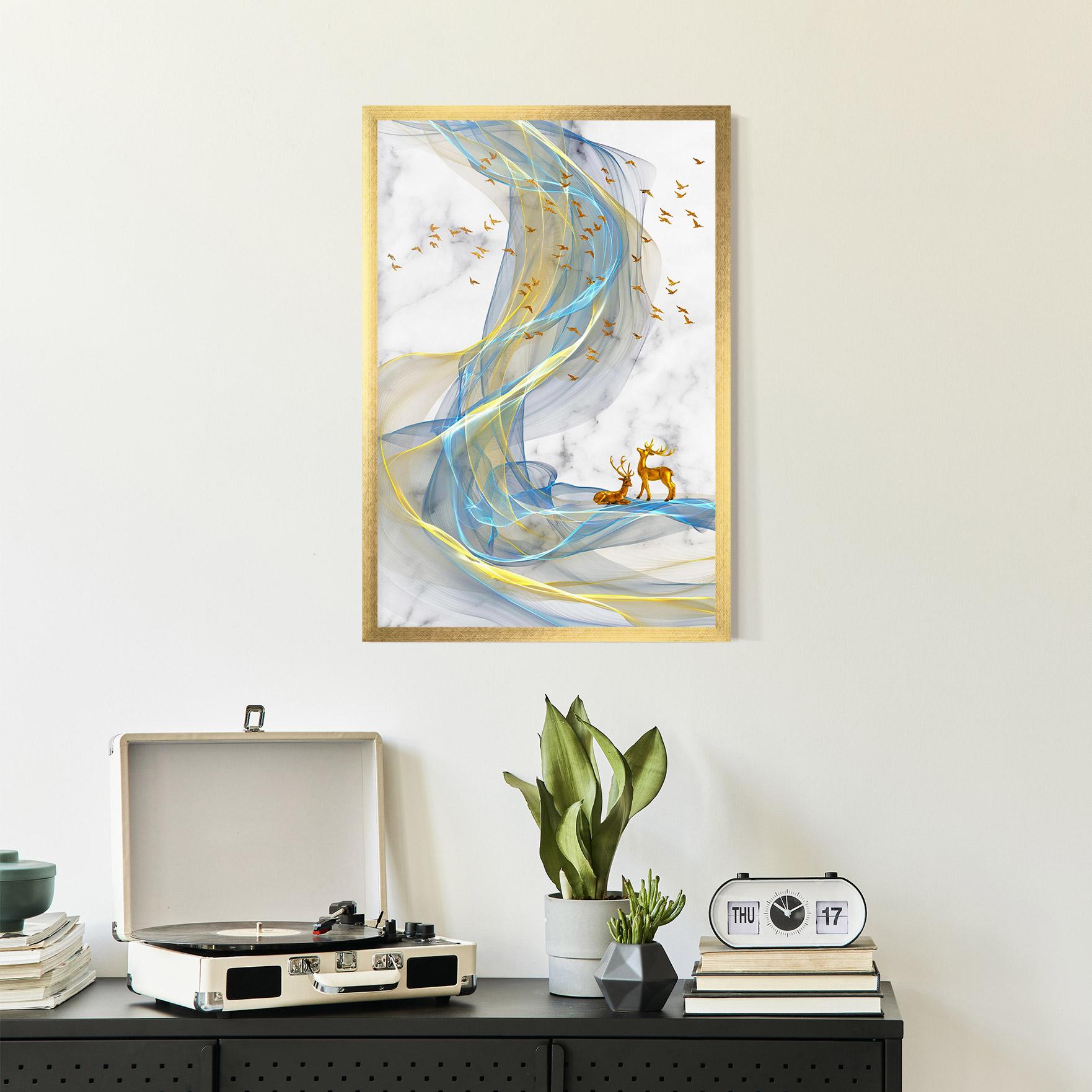 Gerahmte Poster Abstract Golden Landscape 2 mockup 2