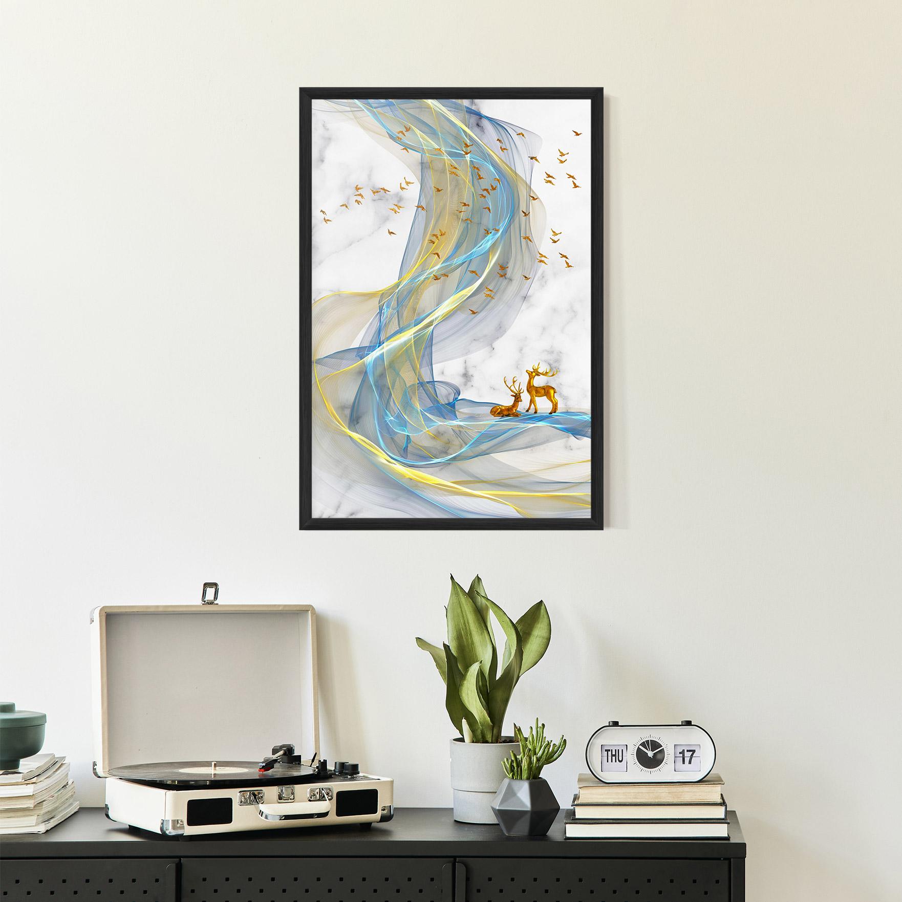 Gerahmte Poster Abstract Golden Landscape 2 mockup 2