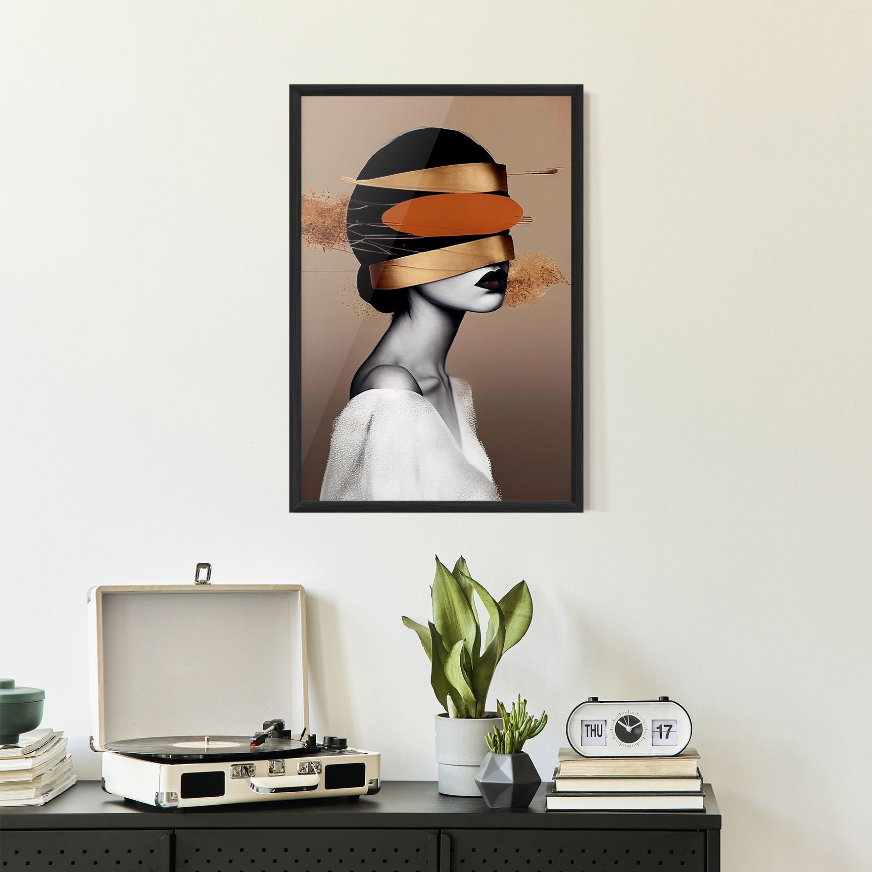 Woman With Gold Lines mockup 2