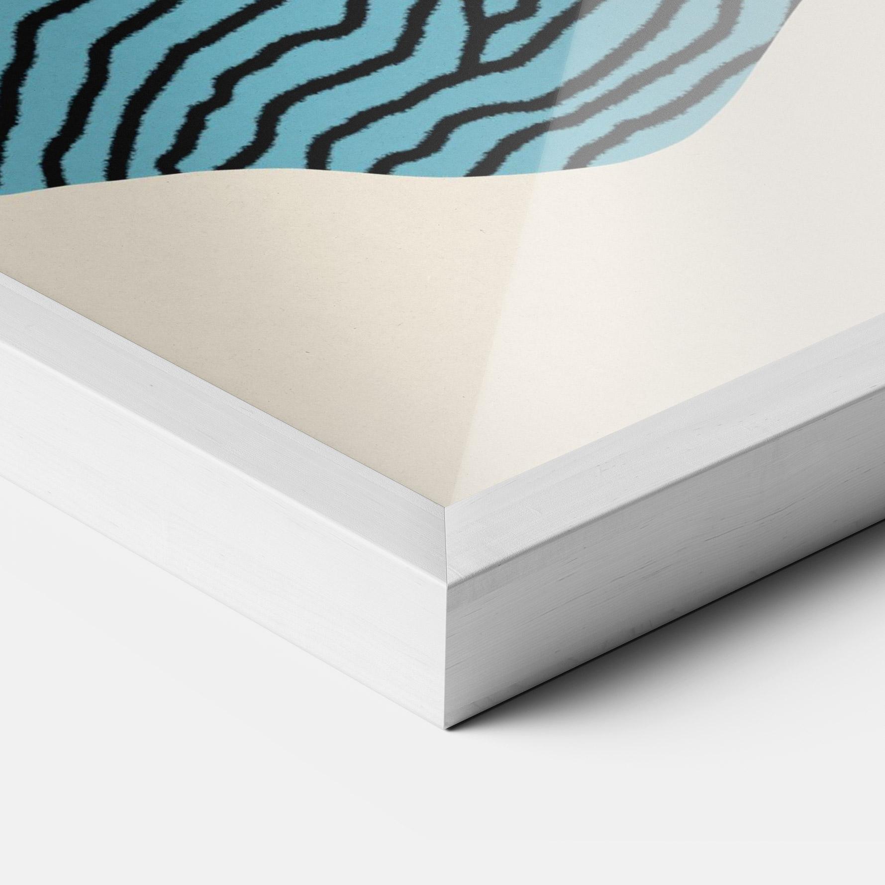 Gerahmte Poster Abstract Lines On Blue mockup 3