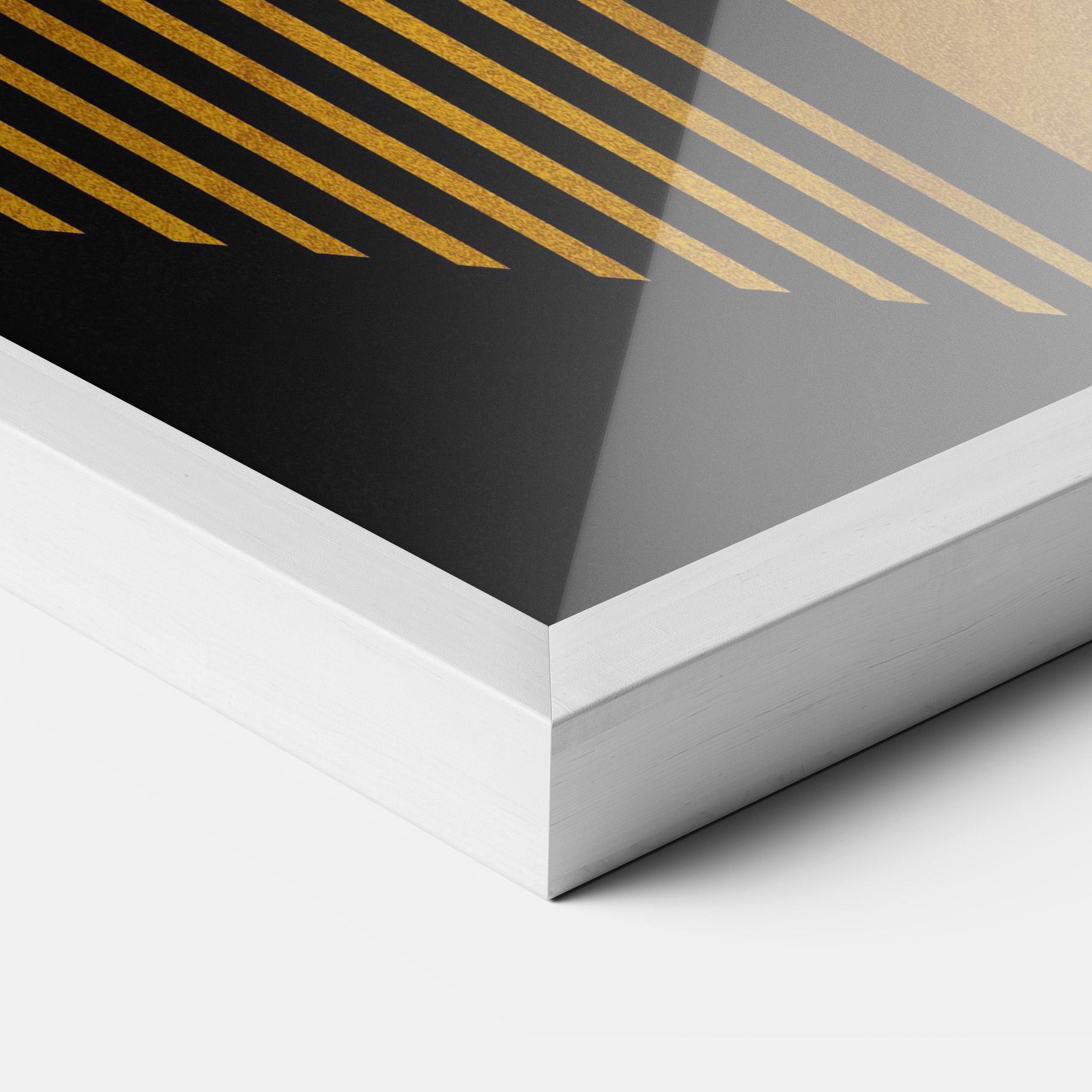 Gerahmte Poster Black Lines On Gold mockup 3