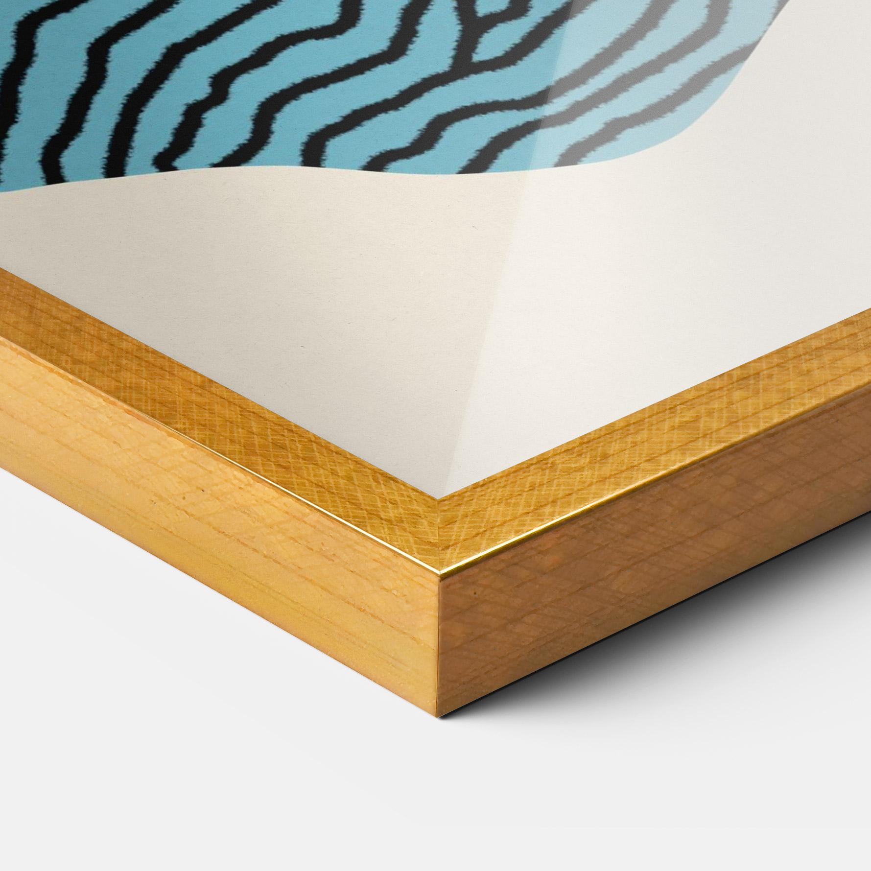 Gerahmte Poster Abstract Lines On Blue mockup 3