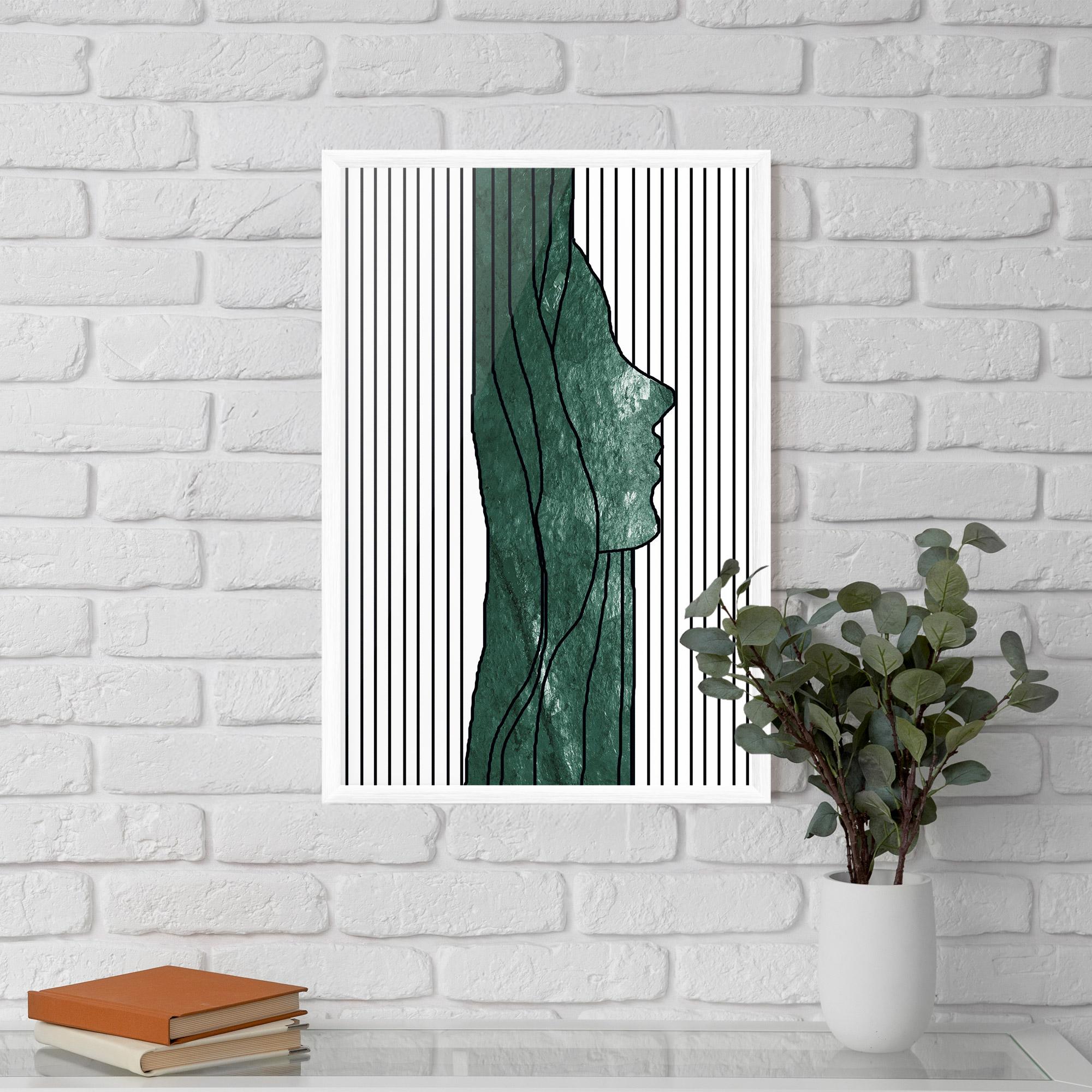 Gerahmte Poster Abstract Green Face mockup 5