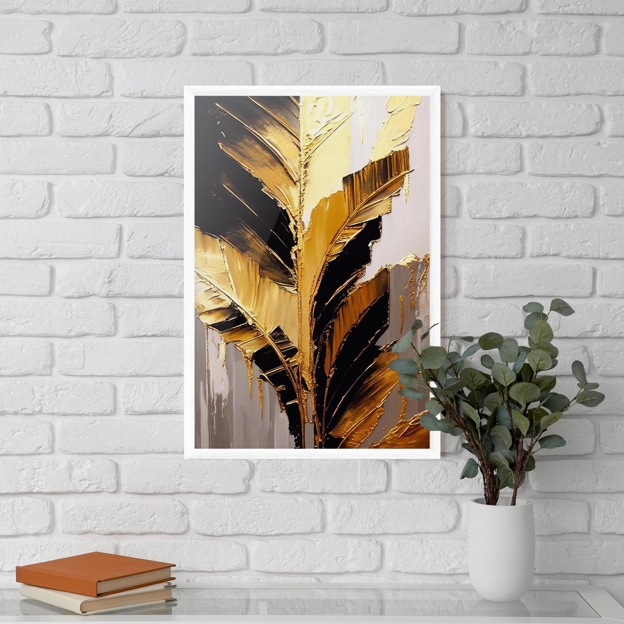 Gerahmte Poster Balck With Gold Leafs mockup 5