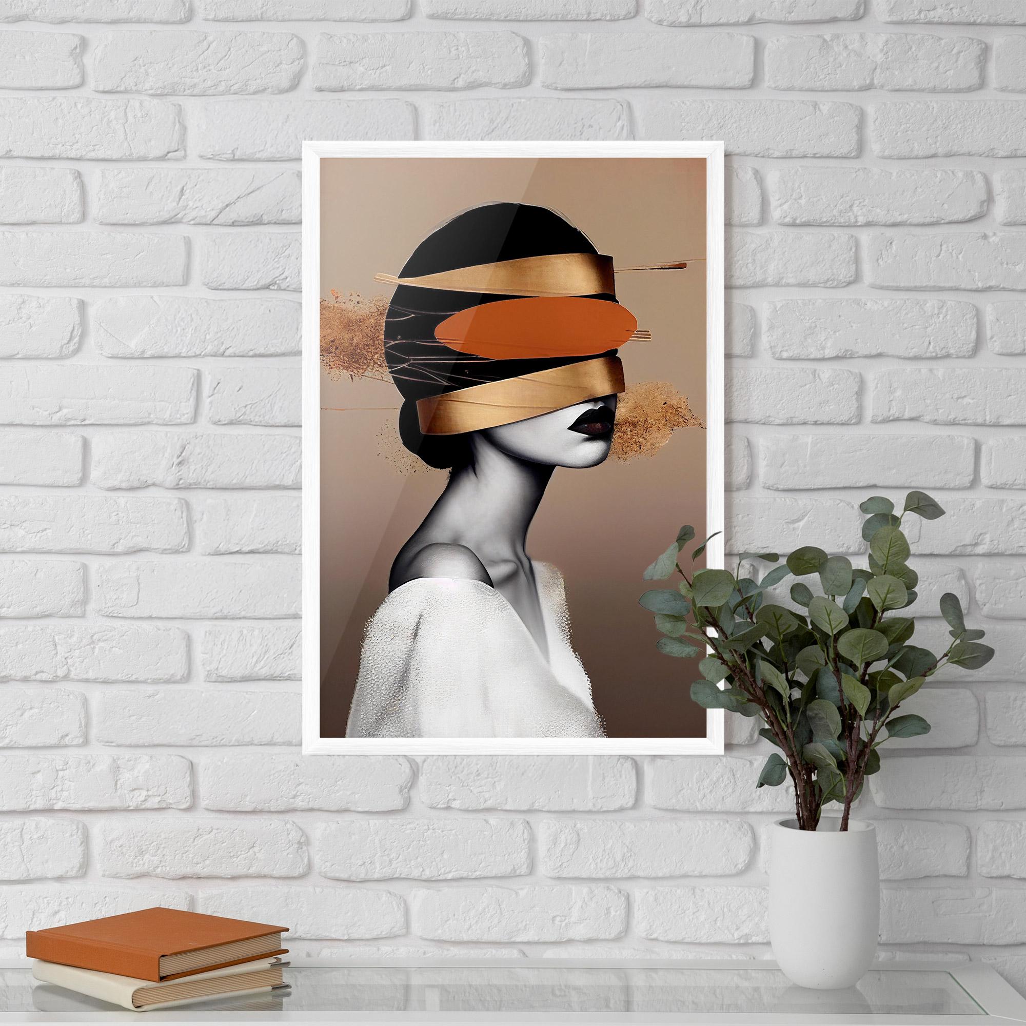 Gerahmte Poster Woman With Gold Lines mockup 5