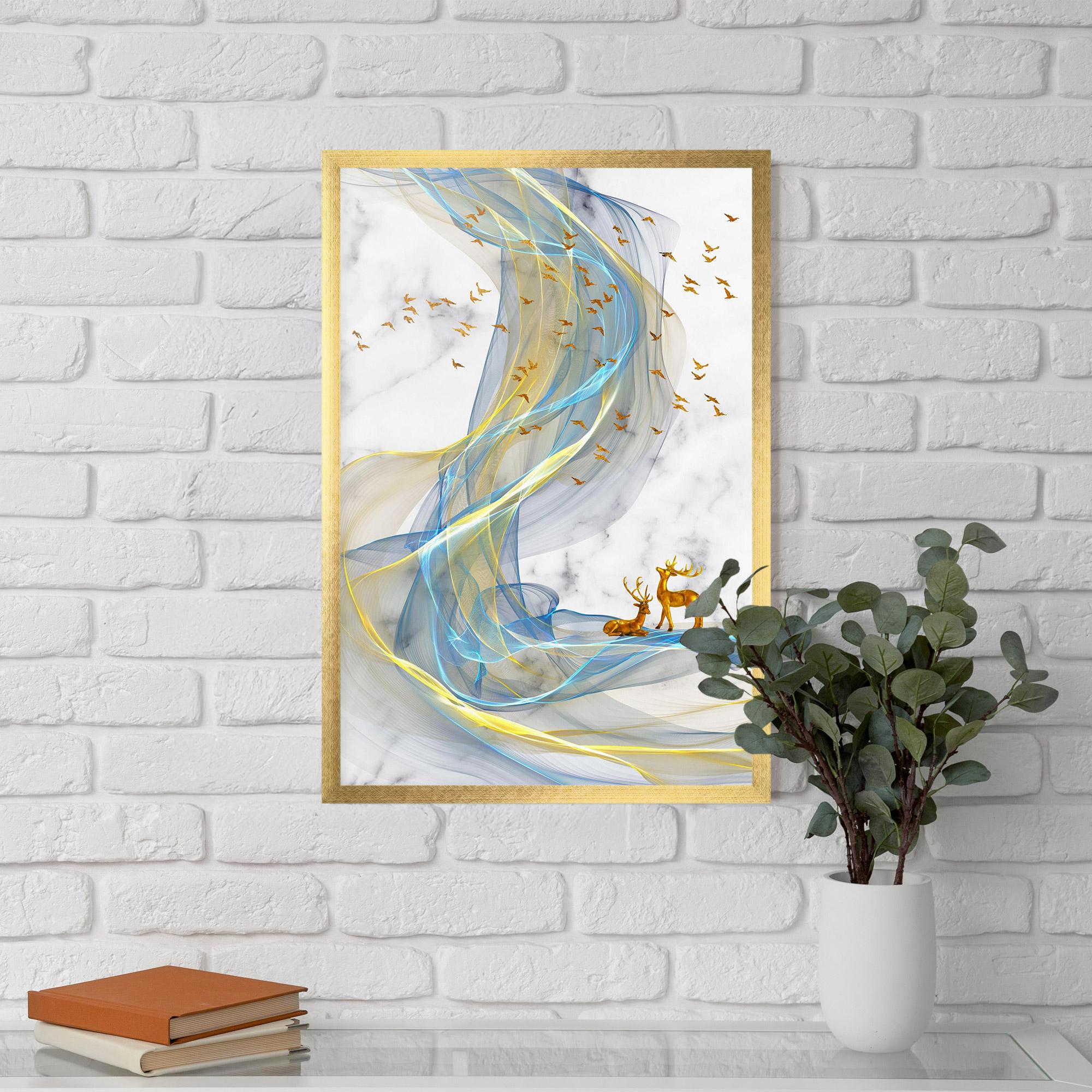Gerahmte Poster Abstract Golden Landscape 2 mockup 5