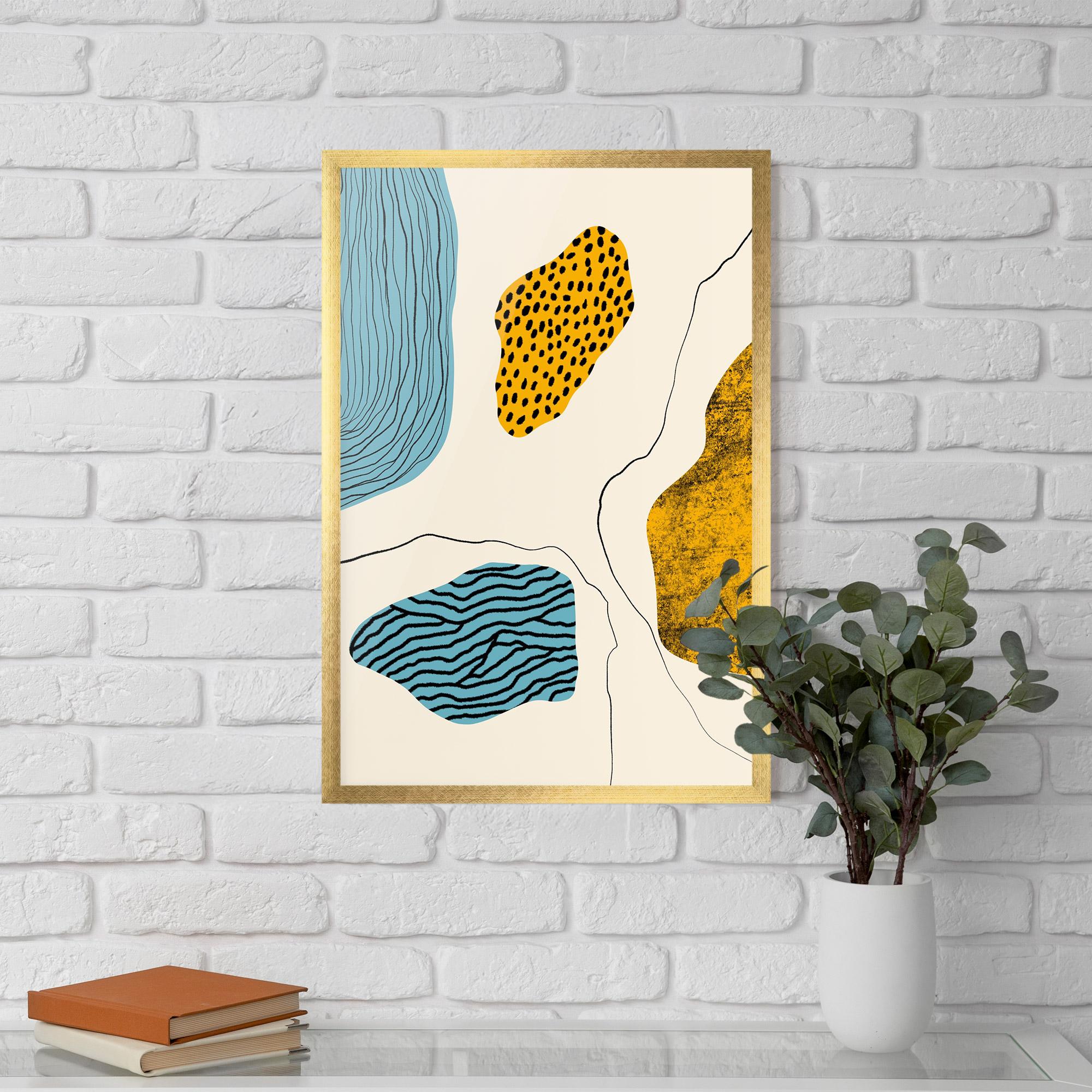 Gerahmte Poster Abstract Lines On Blue mockup 5