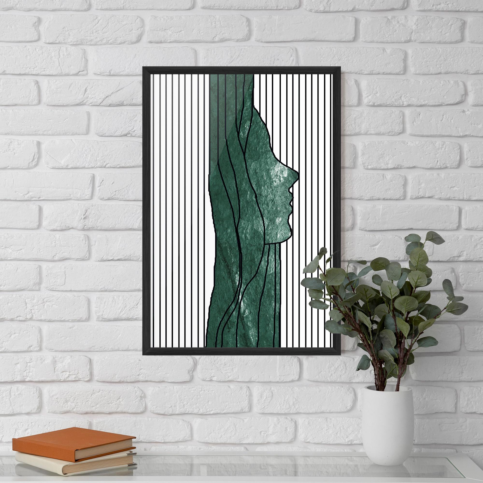 Gerahmte Poster Abstract Green Face mockup 5
