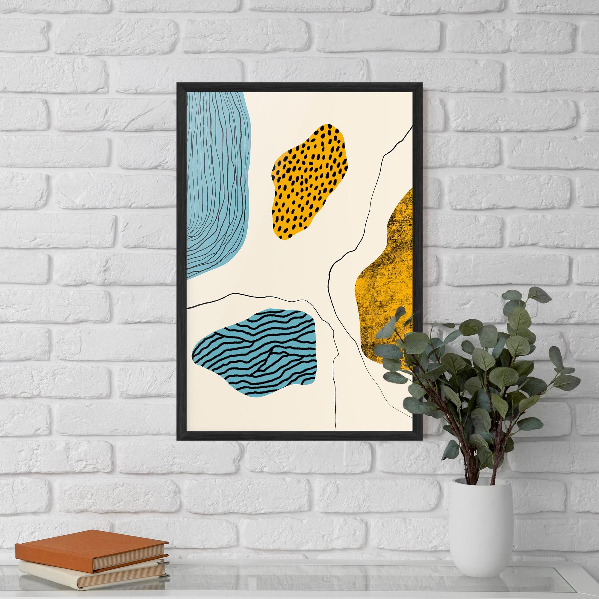 Gerahmte Poster Abstract Lines On Blue mockup 5