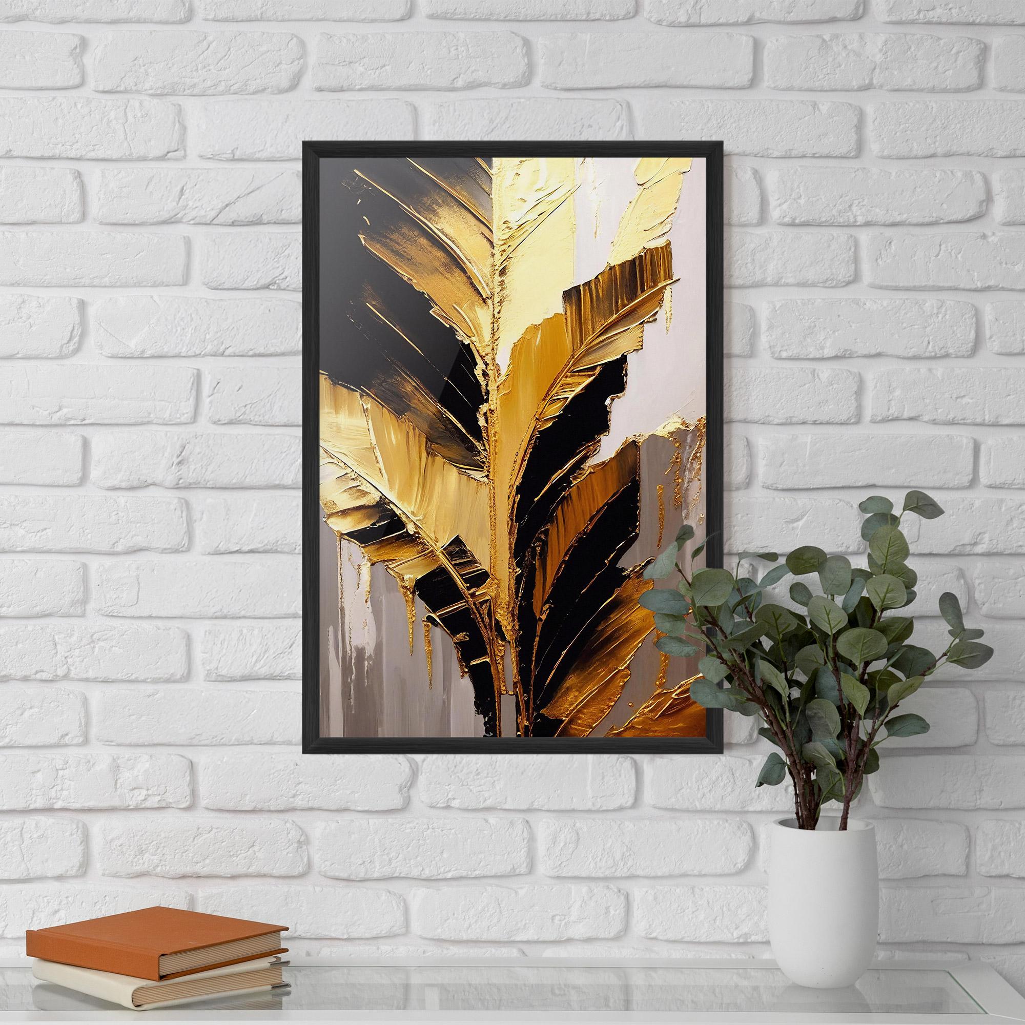 Gerahmte Poster Balck With Gold Leafs mockup 5