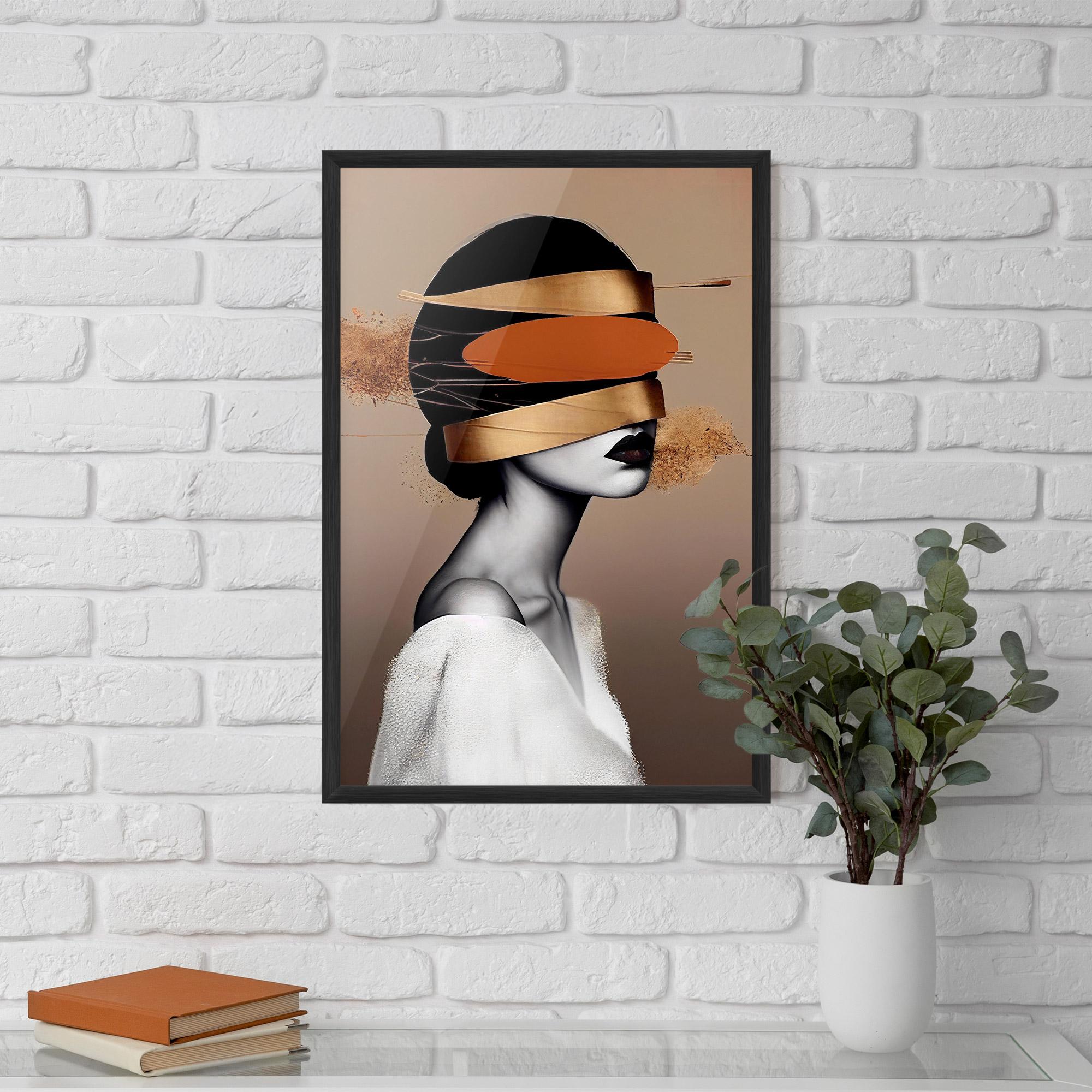 Gerahmte Poster Woman With Gold Lines mockup 5