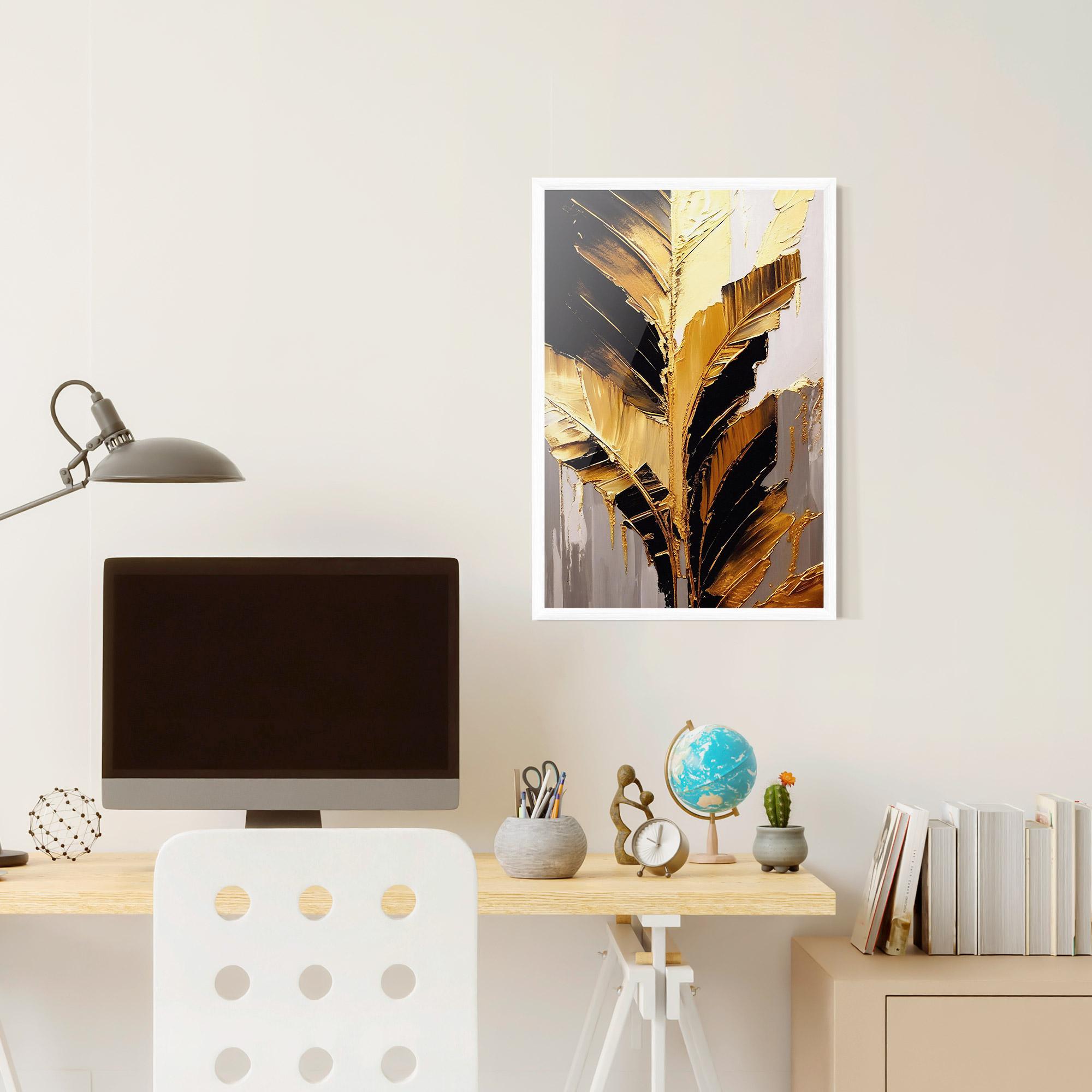 Gerahmte Poster Balck With Gold Leafs mockup 6
