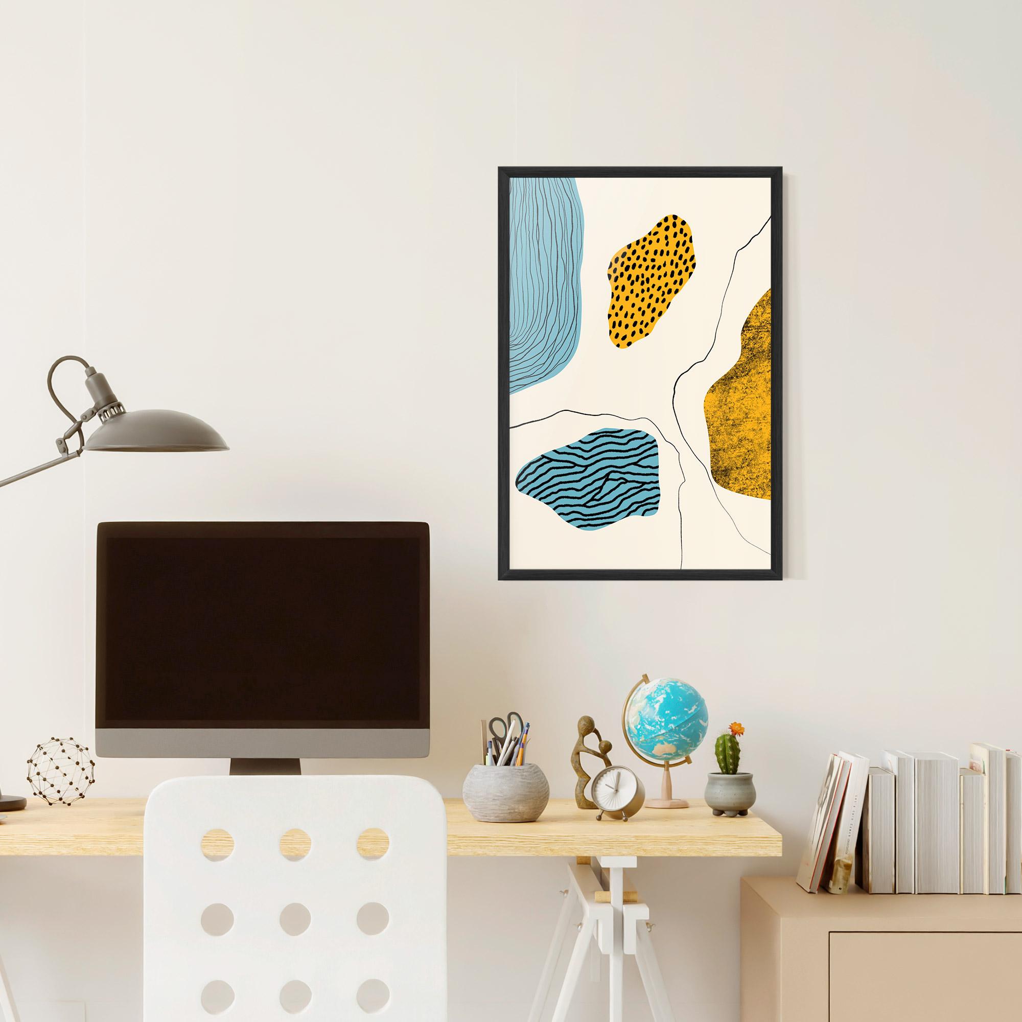 Gerahmte Poster Abstract Lines On Blue mockup 6