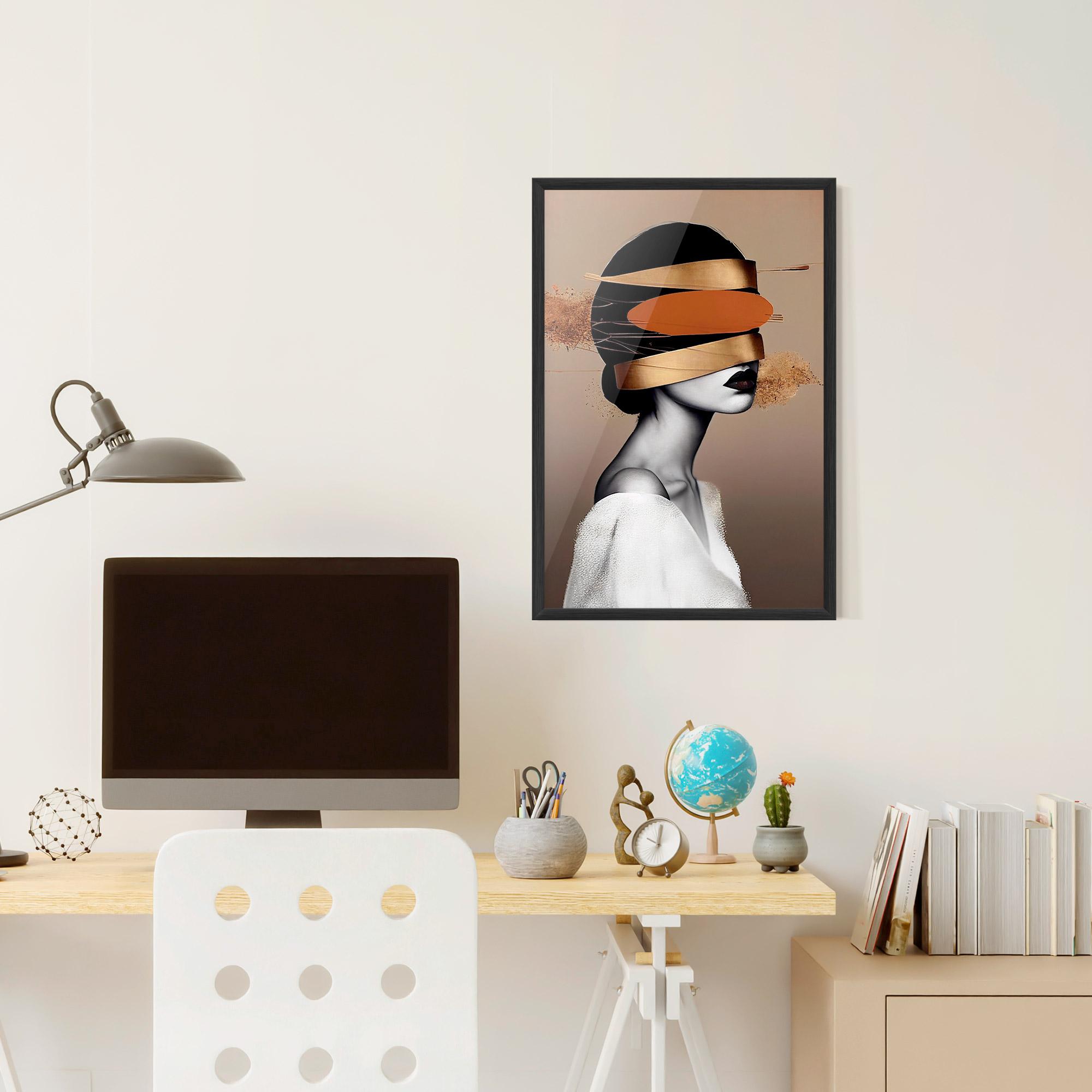 Gerahmte Poster Woman With Gold Lines mockup 6