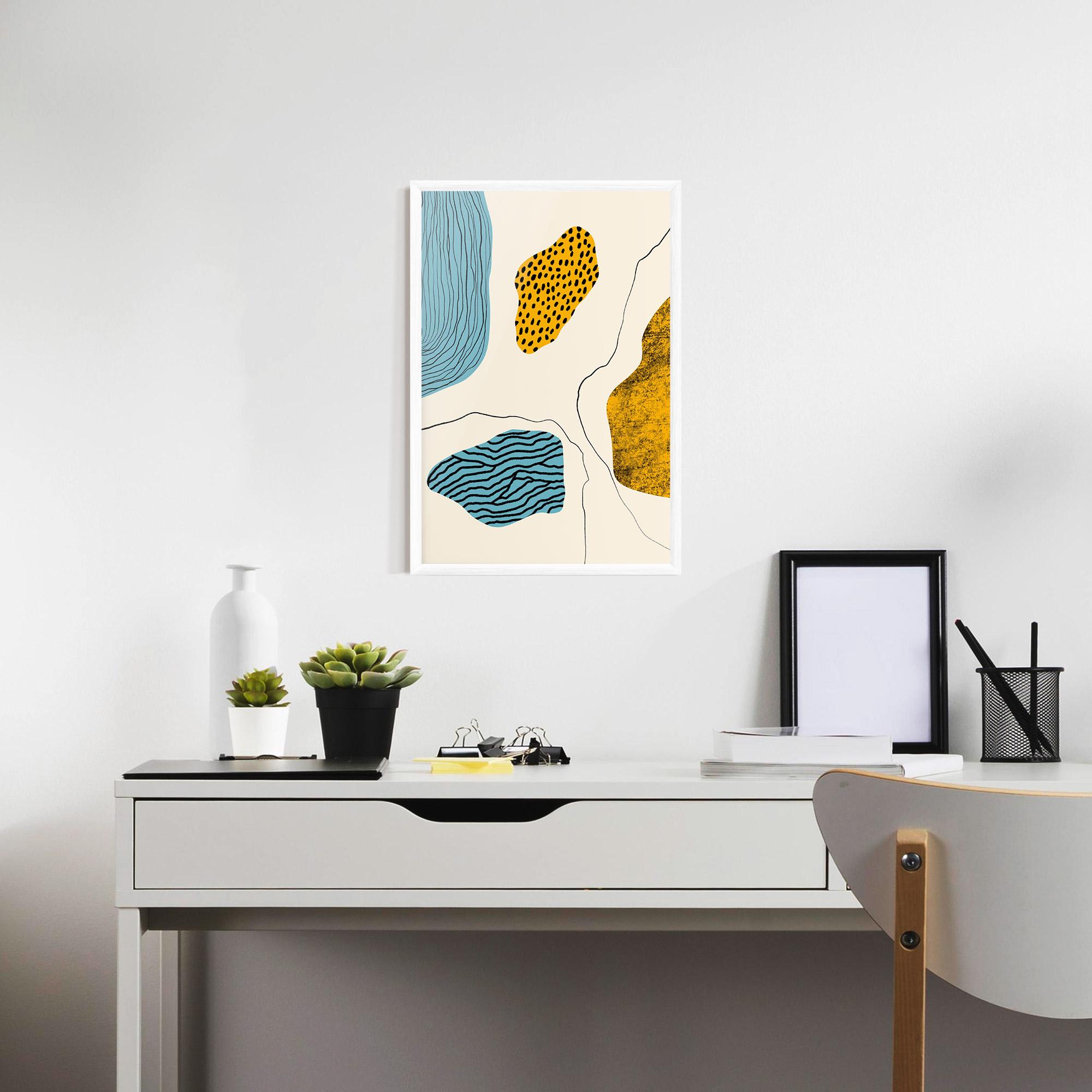 Gerahmte Poster Abstract Lines On Blue mockup 7